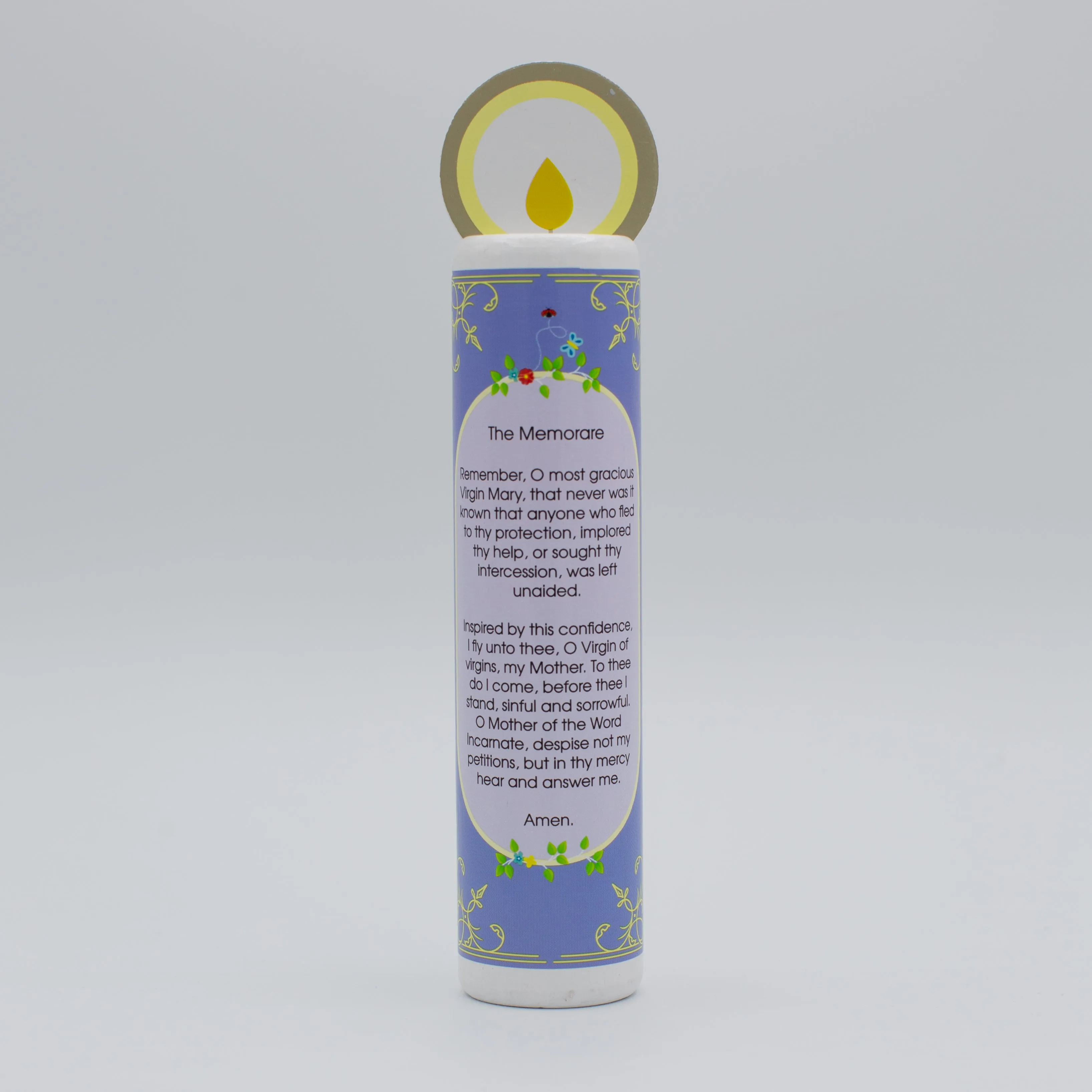 Blessed Virgin Mary (The Memorare) Wooden Prayer Candle