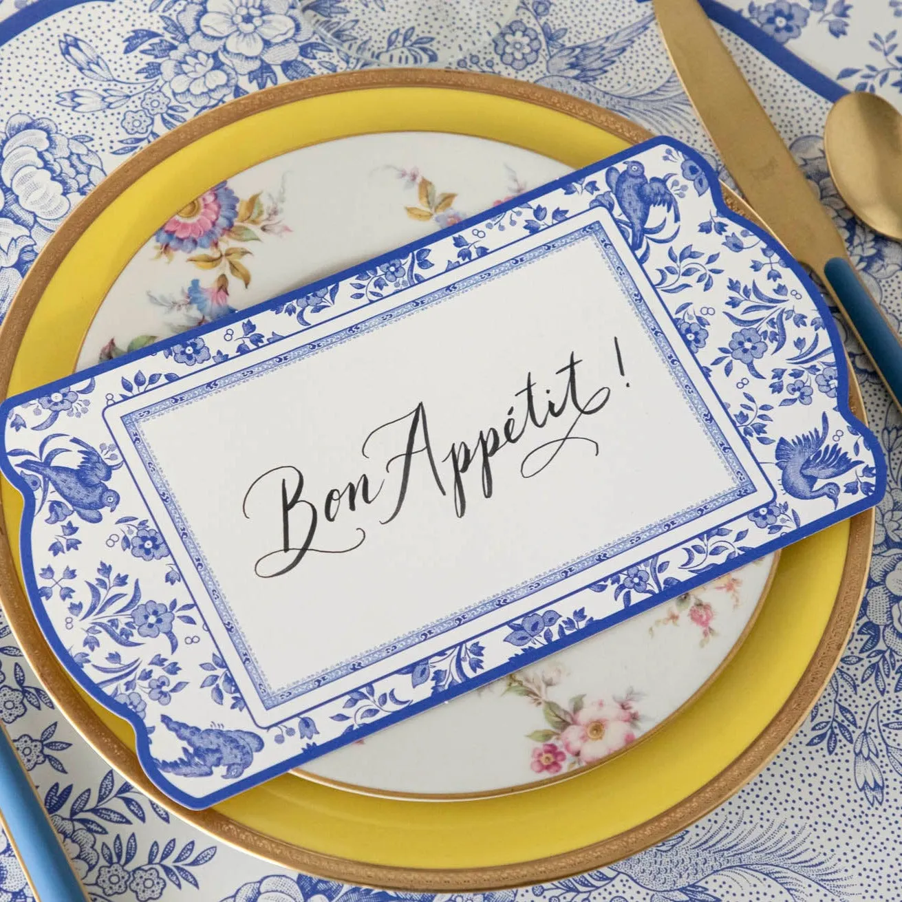 Blue Regal Peacock Table Card