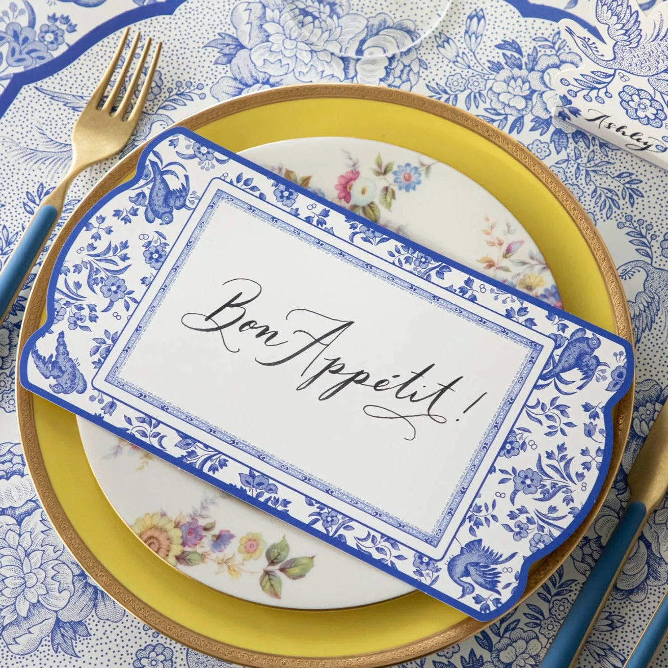 Blue Regal Peacock Table Card
