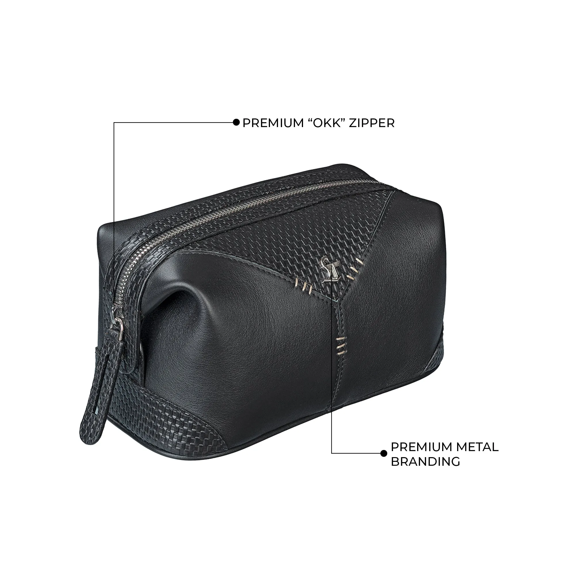 Bom Leather Toiletry / Shaving Kit Bag | For Carrying Grooming Essentials & Travel  | Color: Brown, Black