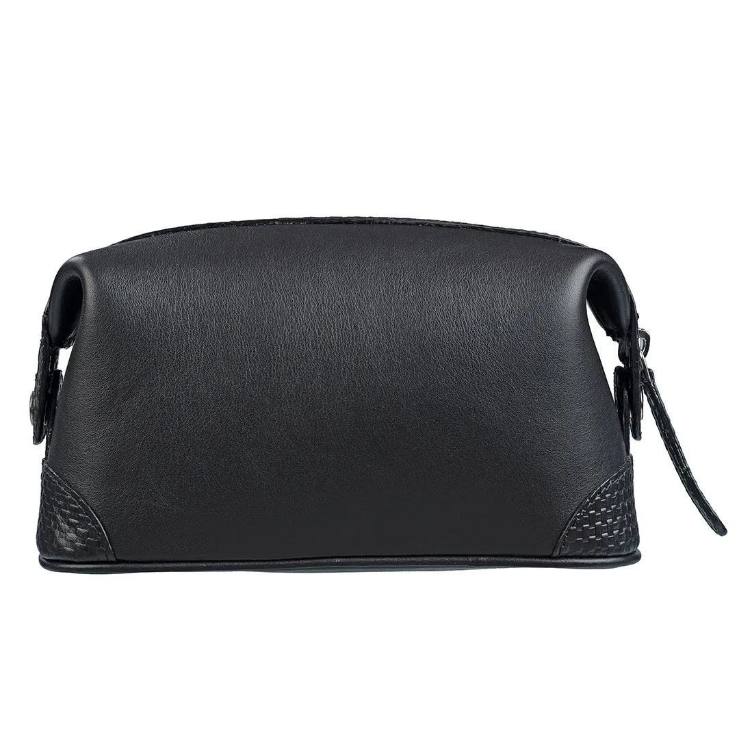 Bom Leather Toiletry / Shaving Kit Bag | For Carrying Grooming Essentials & Travel  | Color: Brown, Black