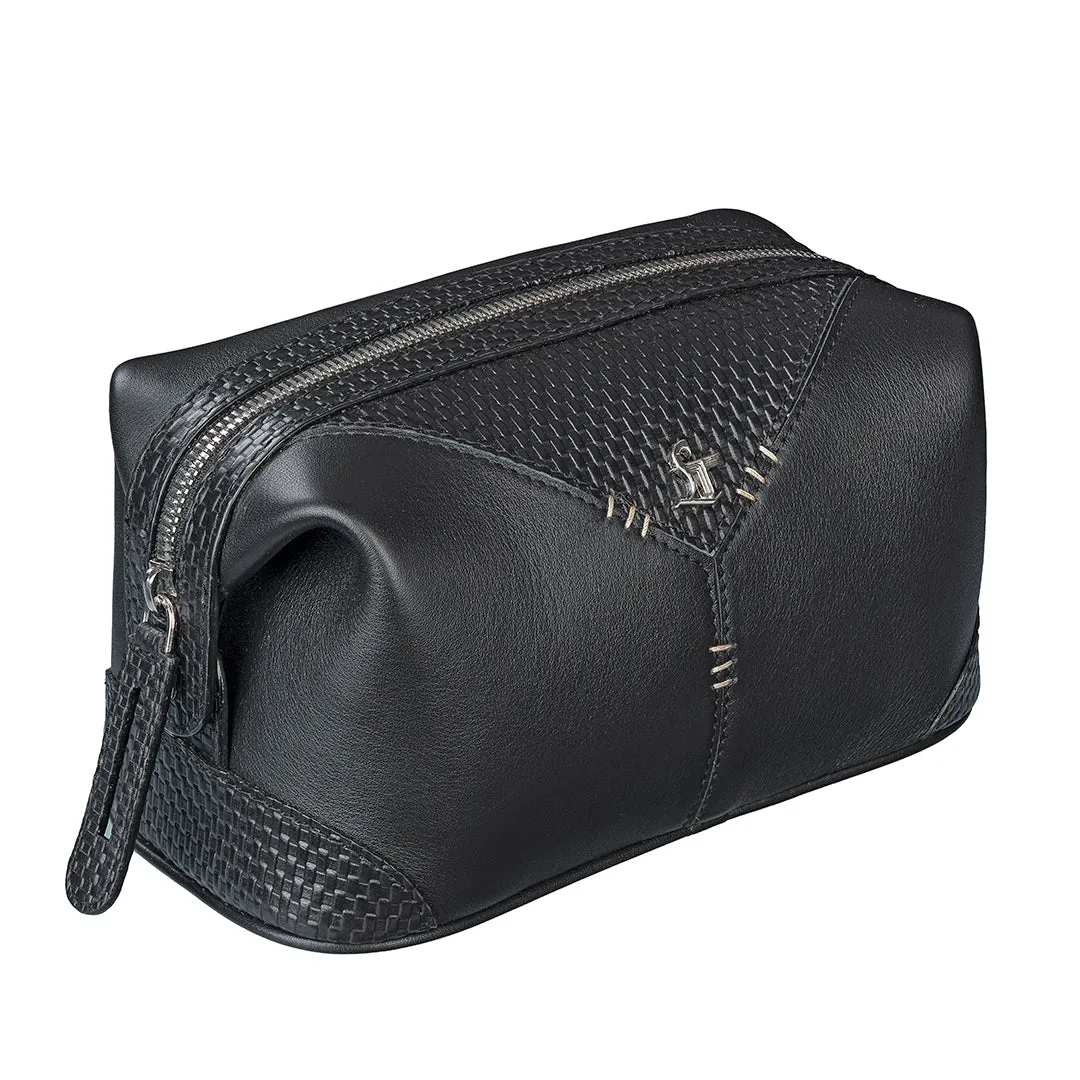 Bom Leather Toiletry / Shaving Kit Bag | For Carrying Grooming Essentials & Travel  | Color: Brown, Black