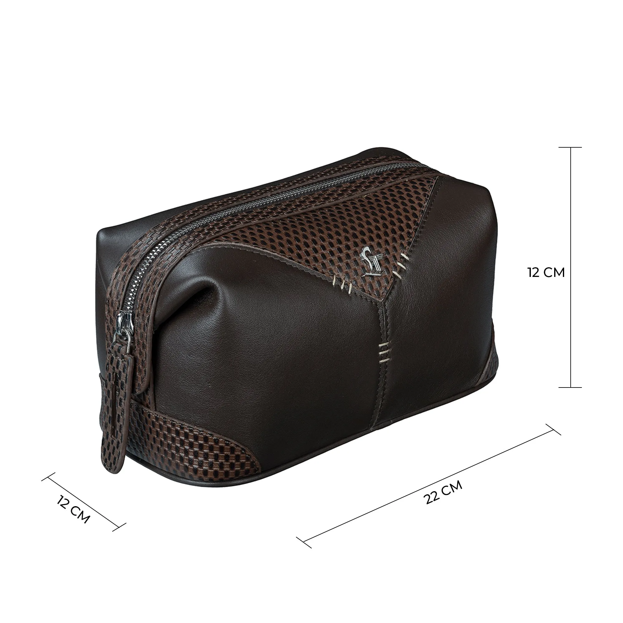 Bom Leather Toiletry / Shaving Kit Bag | For Carrying Grooming Essentials & Travel  | Color: Brown, Black