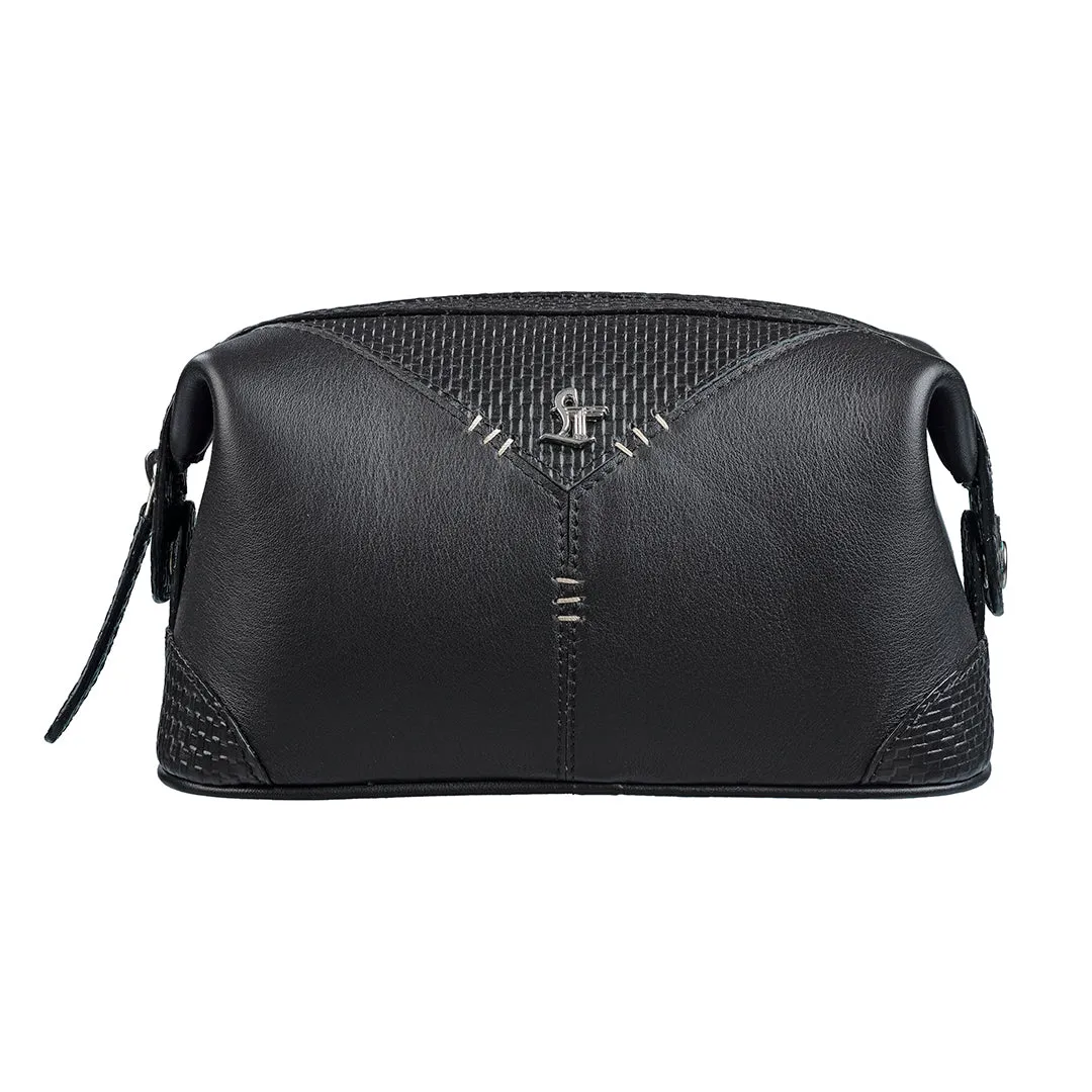 Bom Leather Toiletry / Shaving Kit Bag | For Carrying Grooming Essentials & Travel  | Color: Brown, Black