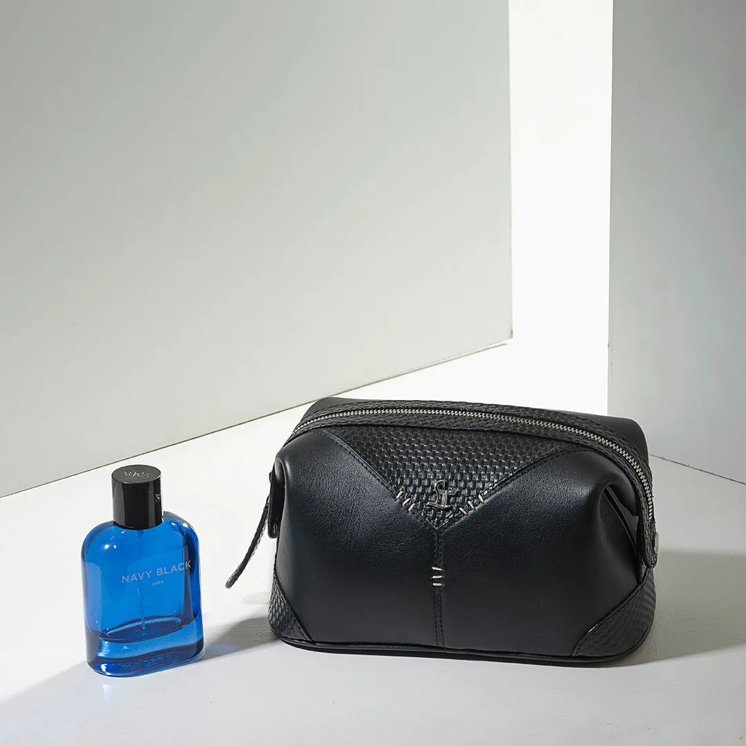 Bom Leather Toiletry / Shaving Kit Bag | For Carrying Grooming Essentials & Travel  | Color: Brown, Black