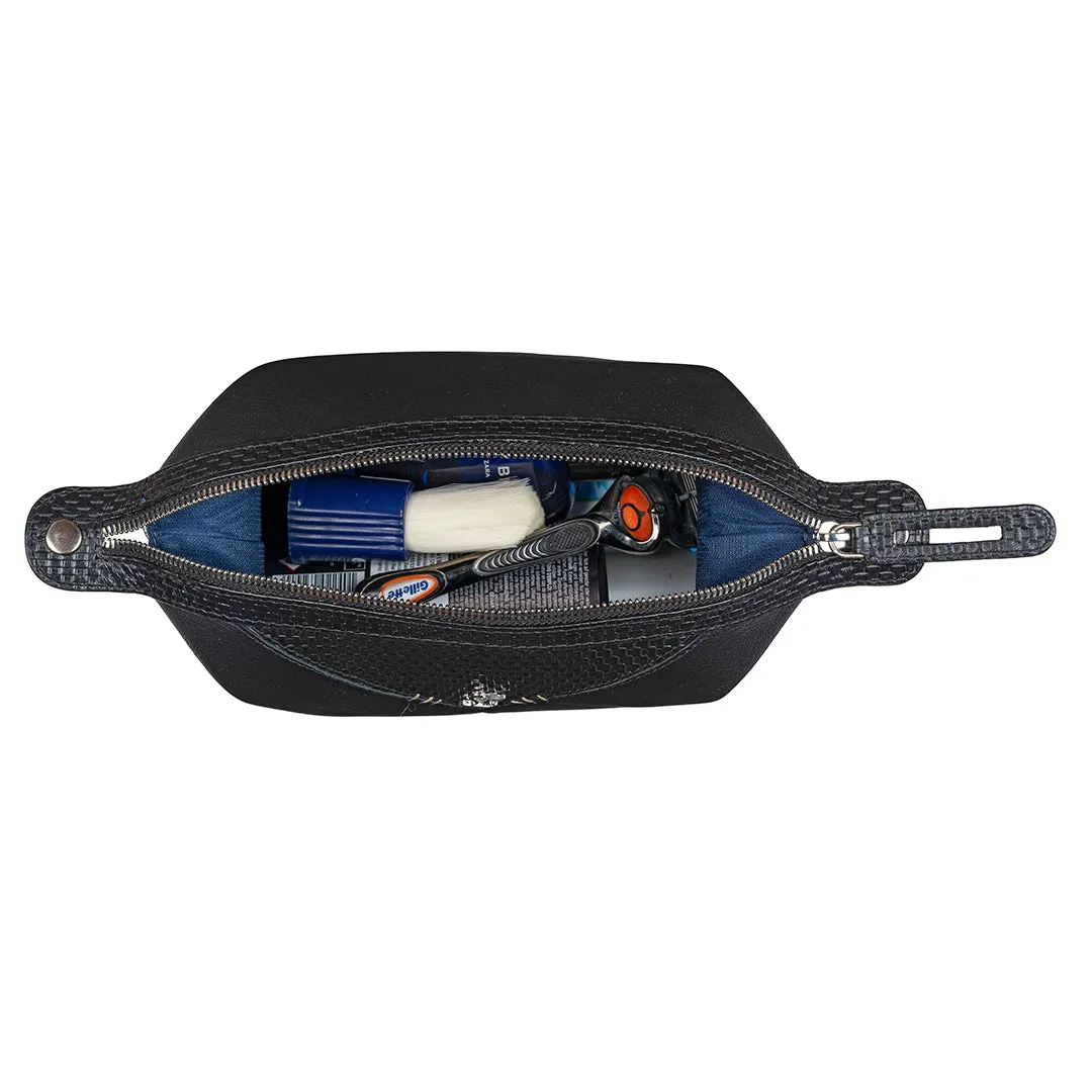 Bom Leather Toiletry / Shaving Kit Bag | For Carrying Grooming Essentials & Travel  | Color: Brown, Black