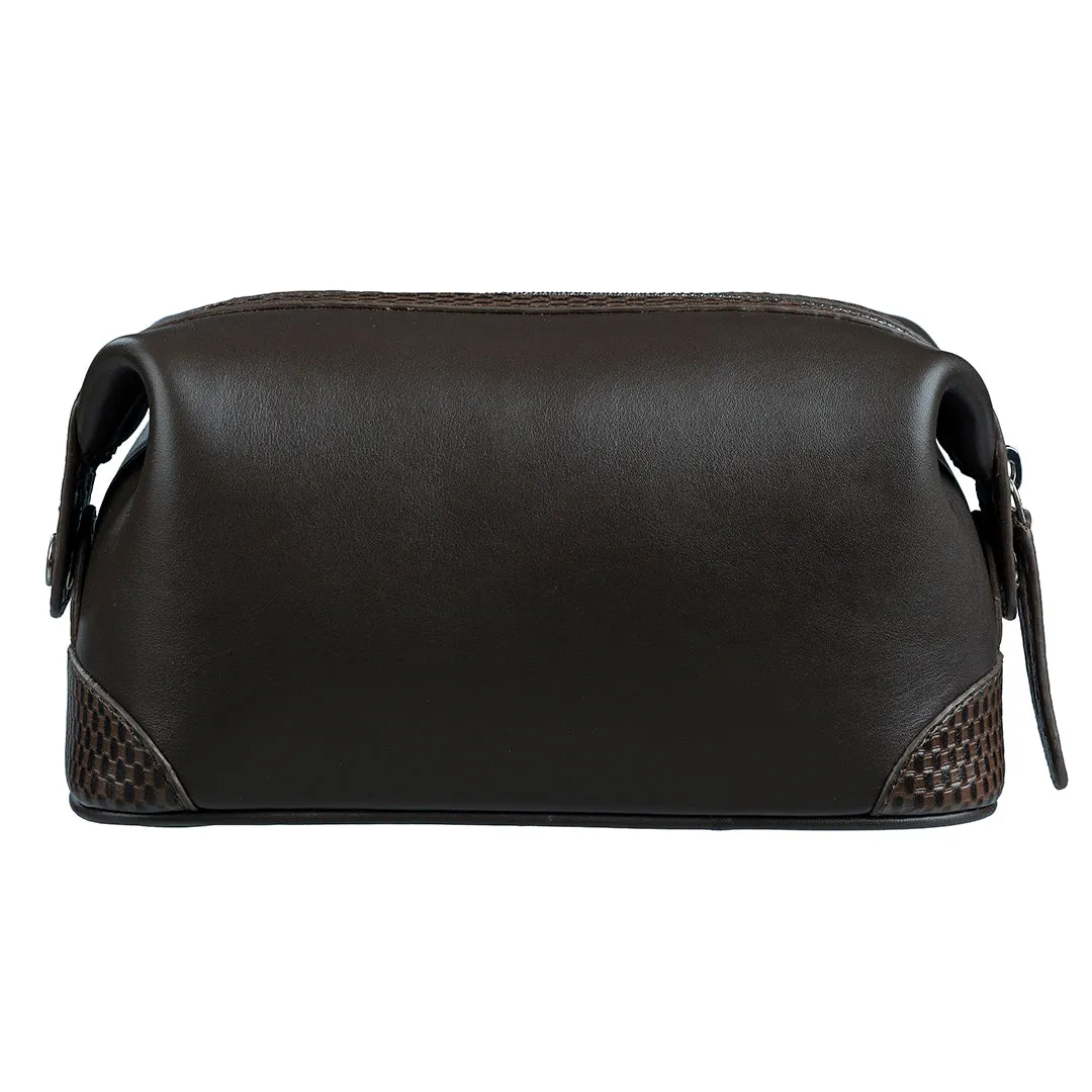 Bom Leather Toiletry / Shaving Kit Bag | For Carrying Grooming Essentials & Travel  | Color: Brown, Black