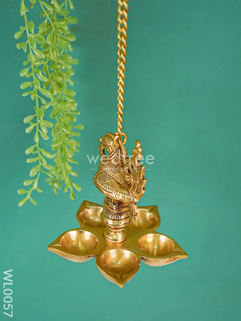 Brass Hanging Annapakshi Five-Face Diya - WL0057