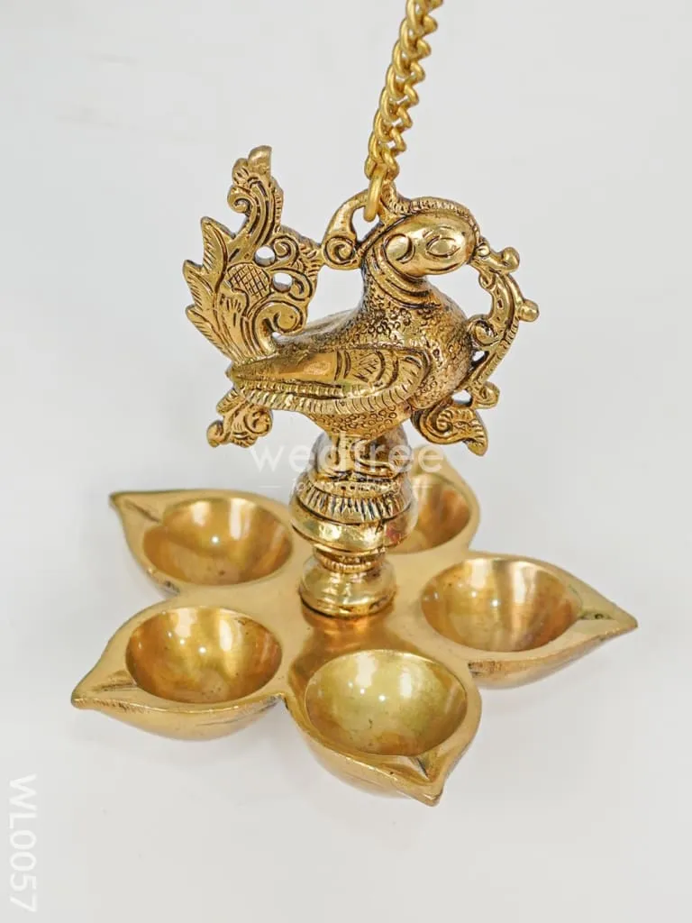 Brass Hanging Annapakshi Five-Face Diya - WL0057