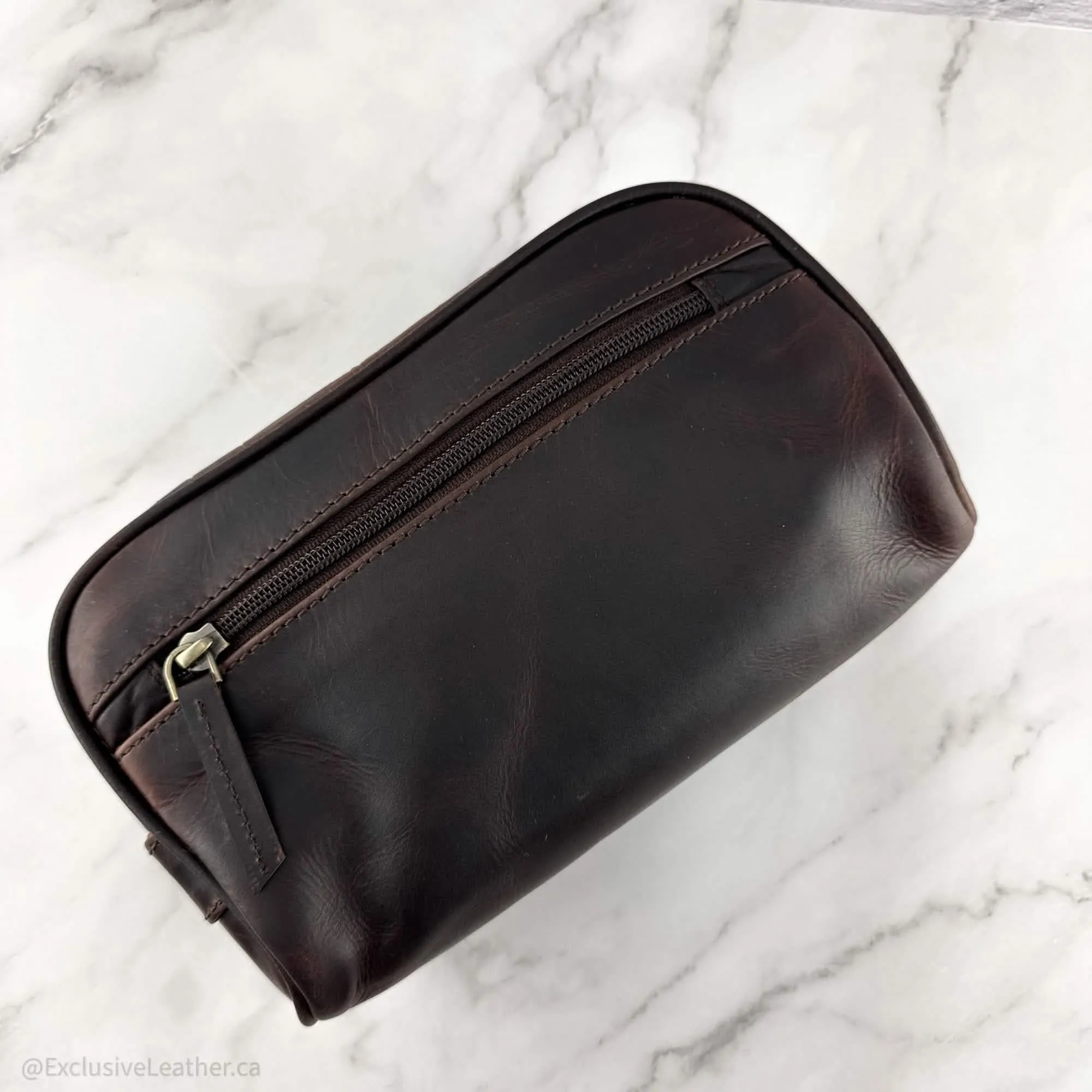 Buff Leather Cherry Brown Unisex Travel Toiletry Bag - Elegant and Practical Travel Essential