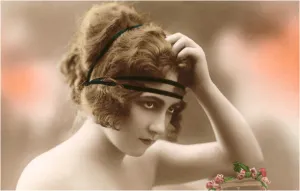 BW-19 Woman with Headbands - Vintage Image