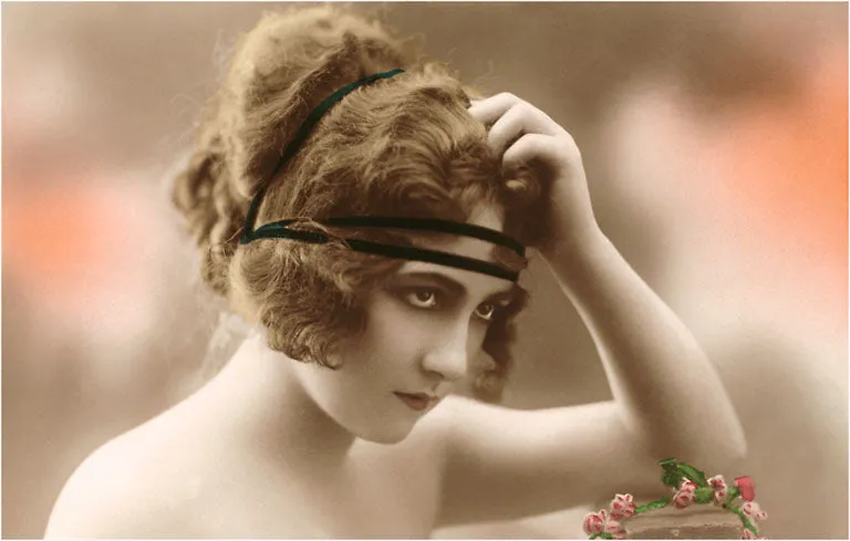 BW-19 Woman with Headbands - Vintage Image