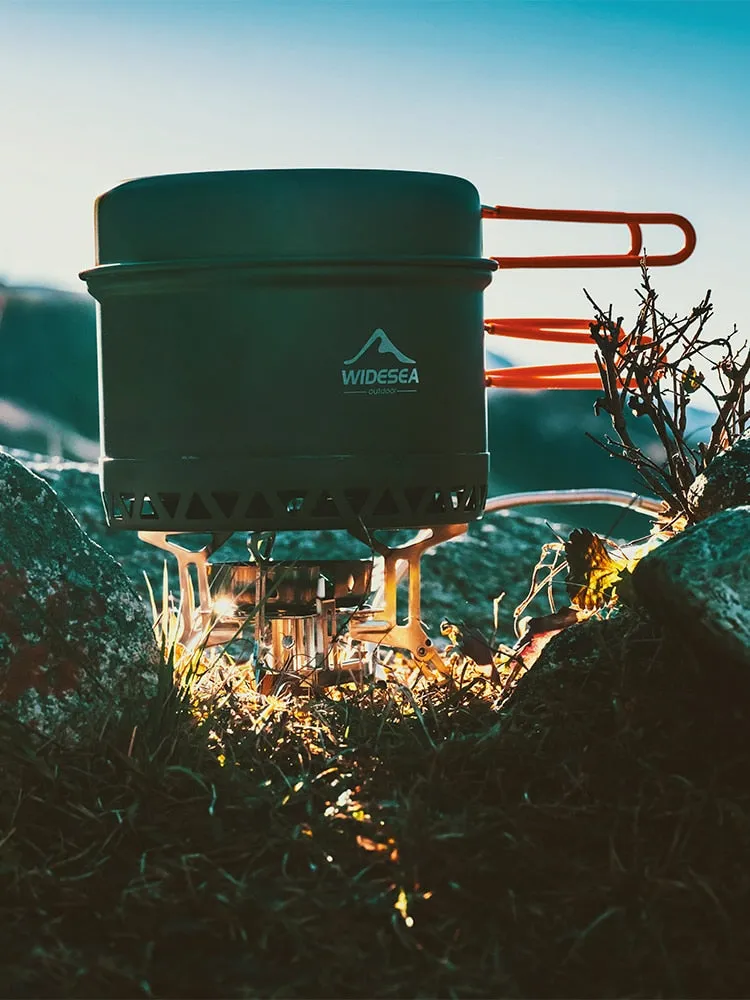Camping Cookware Set Tableware Suit Backpack Gas Burner Outdoor Stove