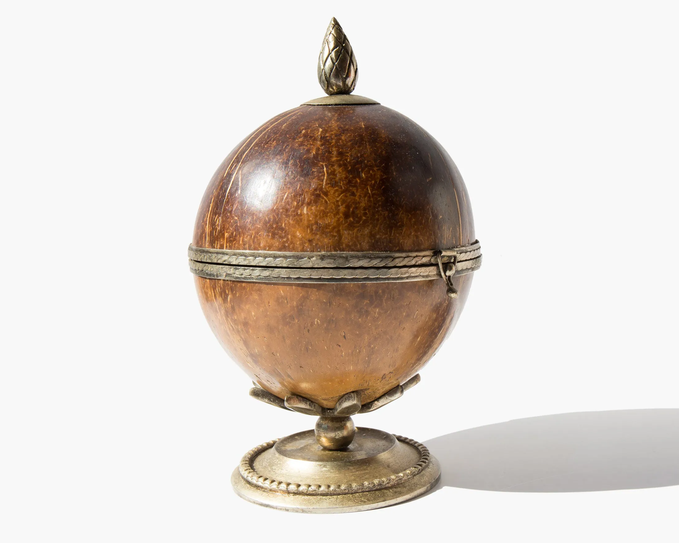 Carved Coconut Pedestal Box