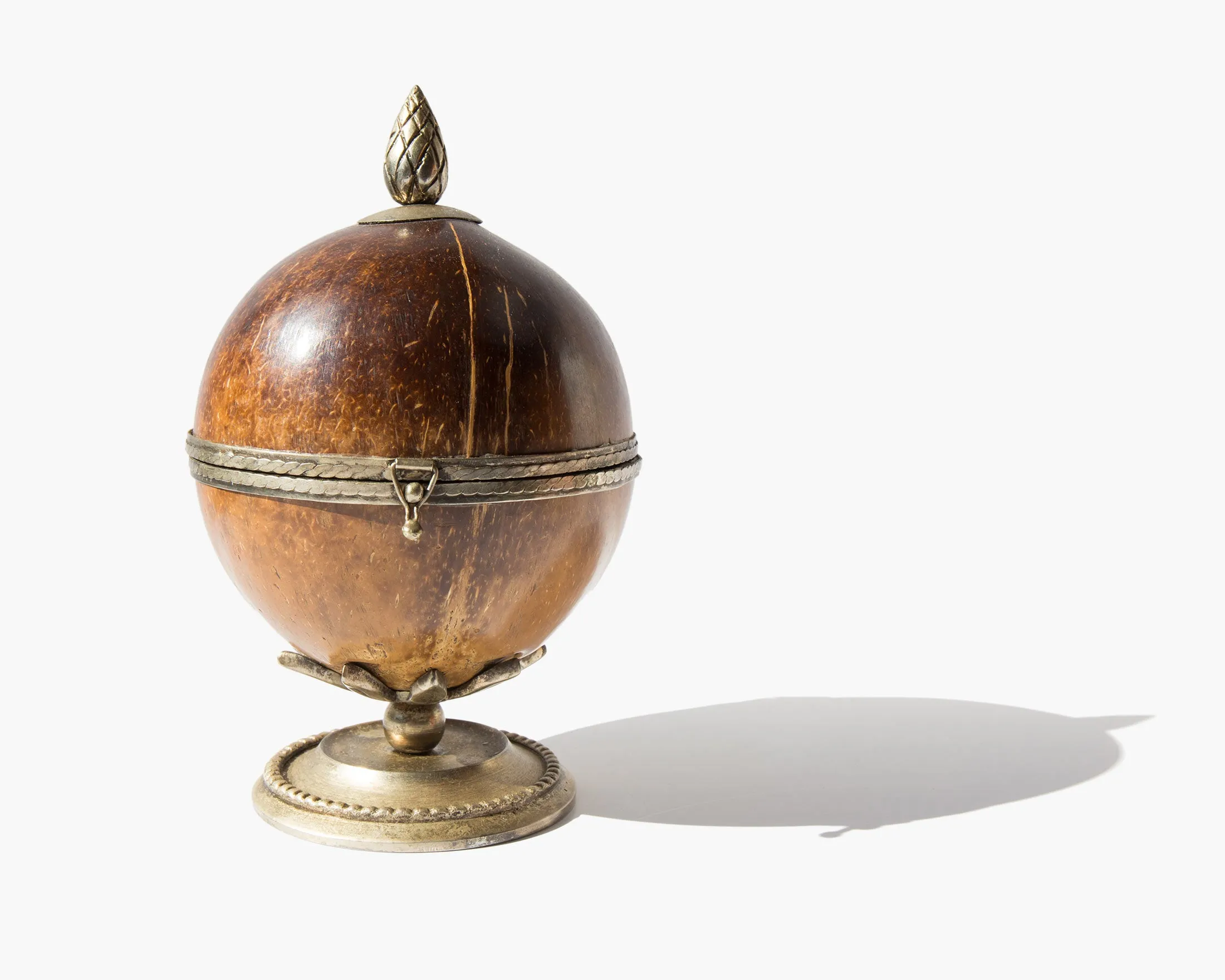 Carved Coconut Pedestal Box
