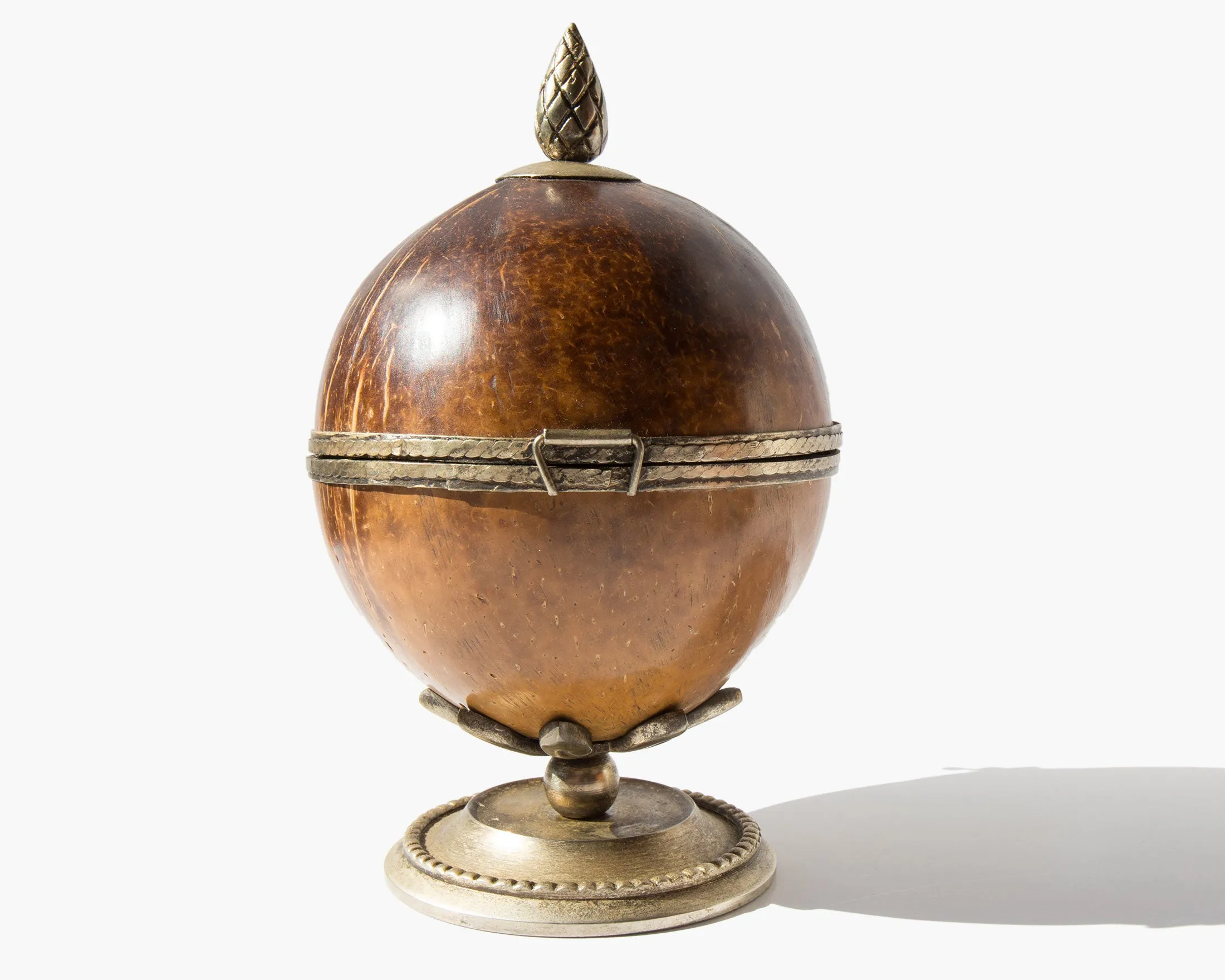 Carved Coconut Pedestal Box