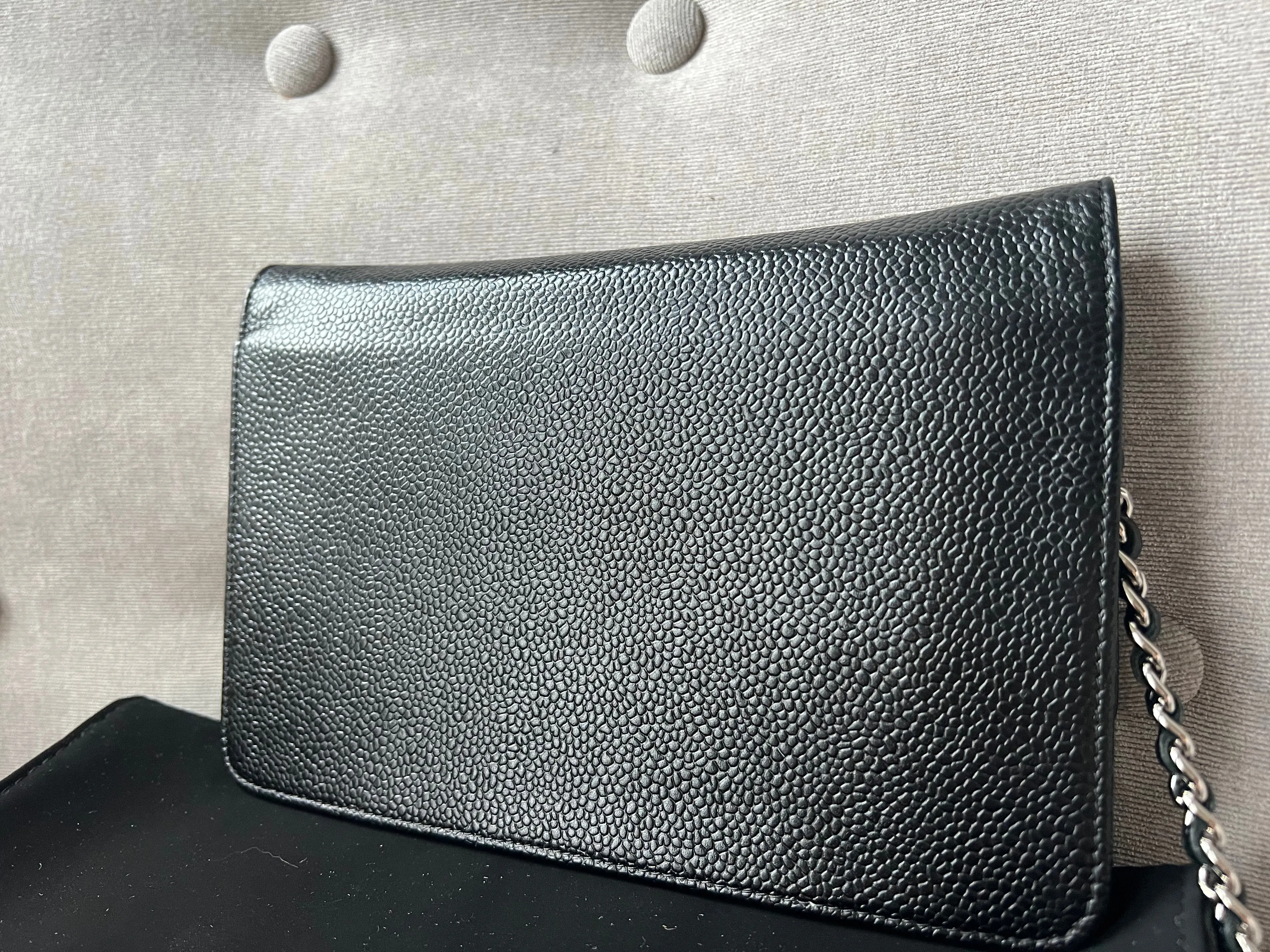 Chanel Black Caviar Timeless Wallet on Chain
