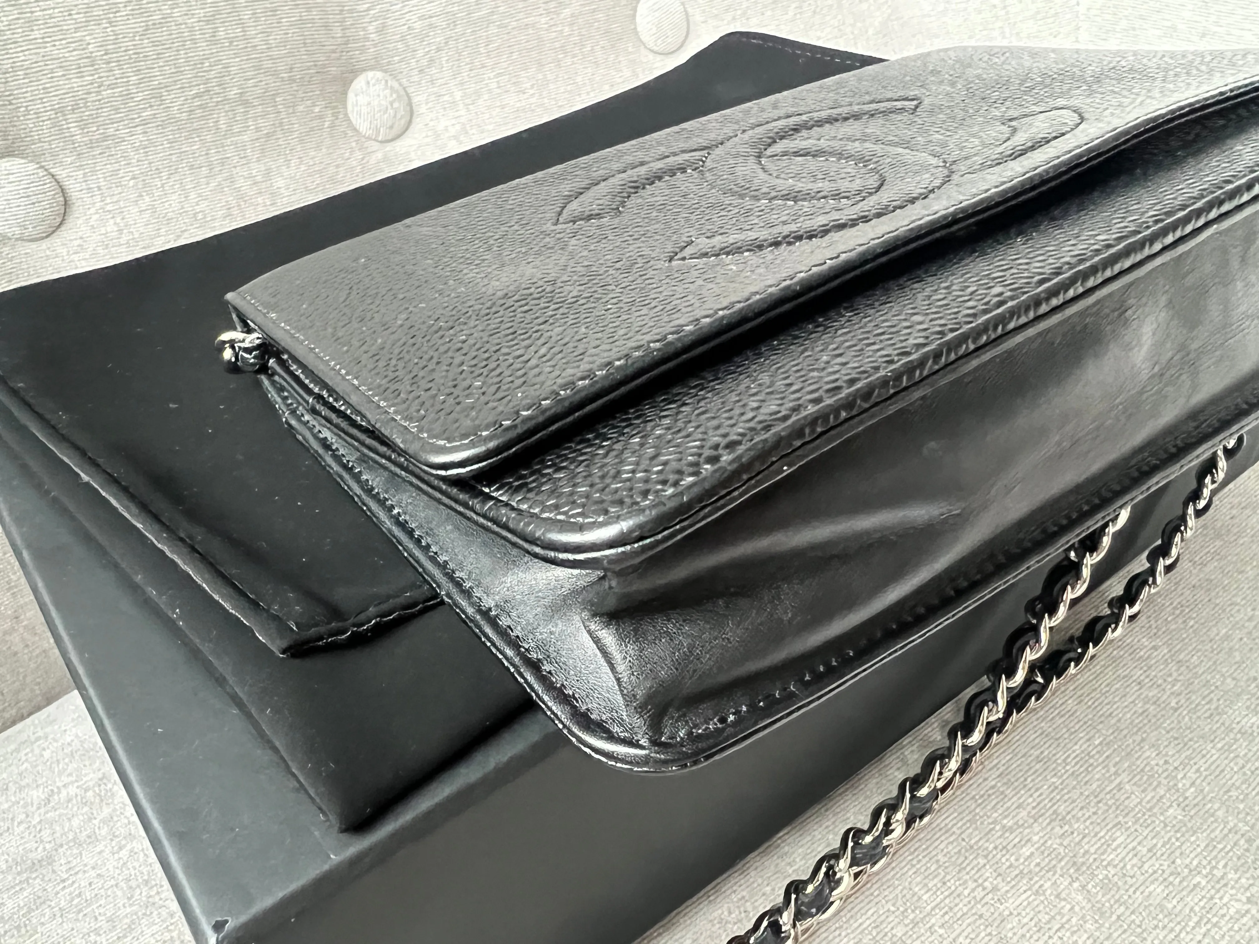 Chanel Black Caviar Timeless Wallet on Chain