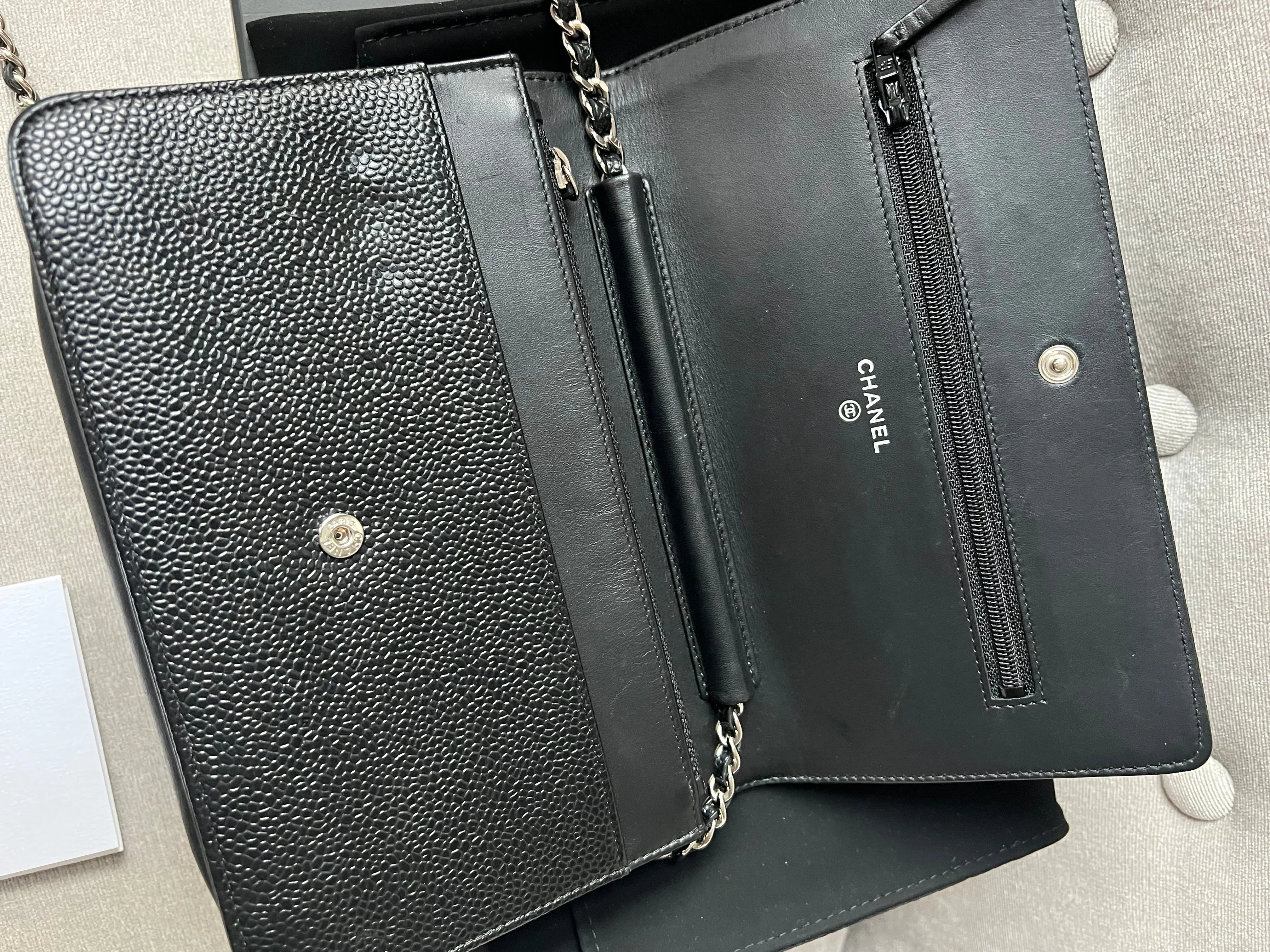 Chanel Black Caviar Timeless Wallet on Chain