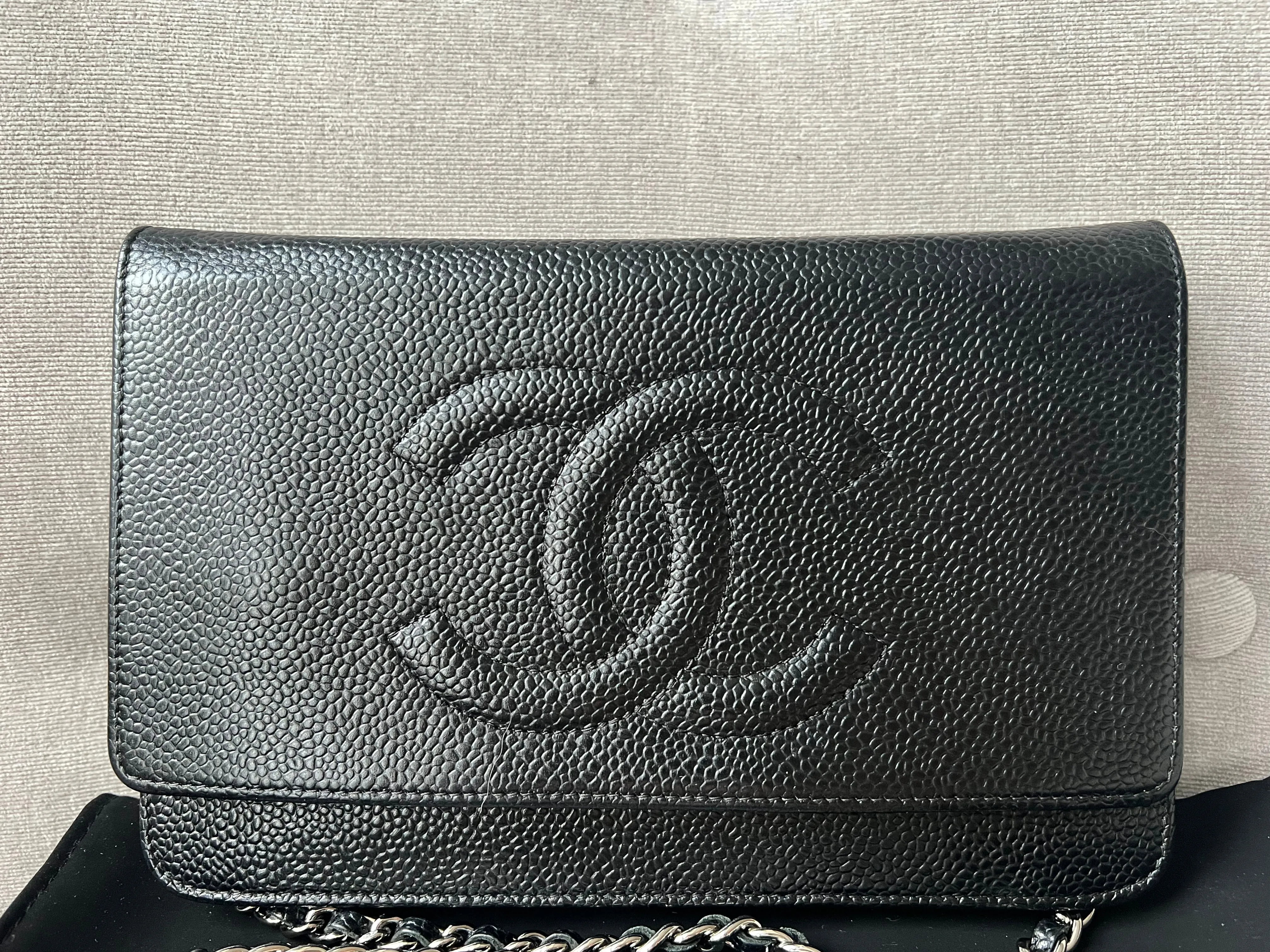 Chanel Black Caviar Timeless Wallet on Chain