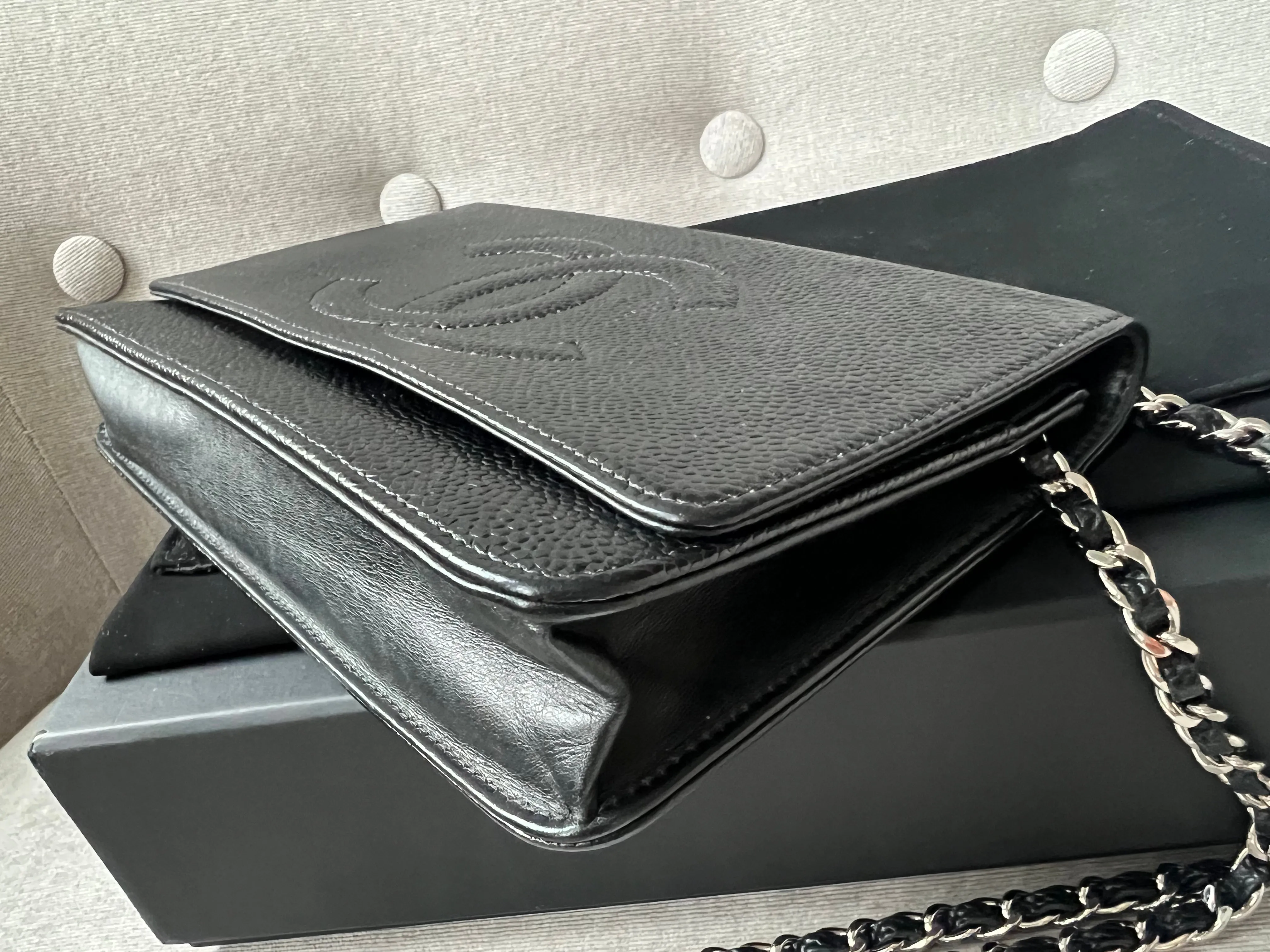 Chanel Black Caviar Timeless Wallet on Chain