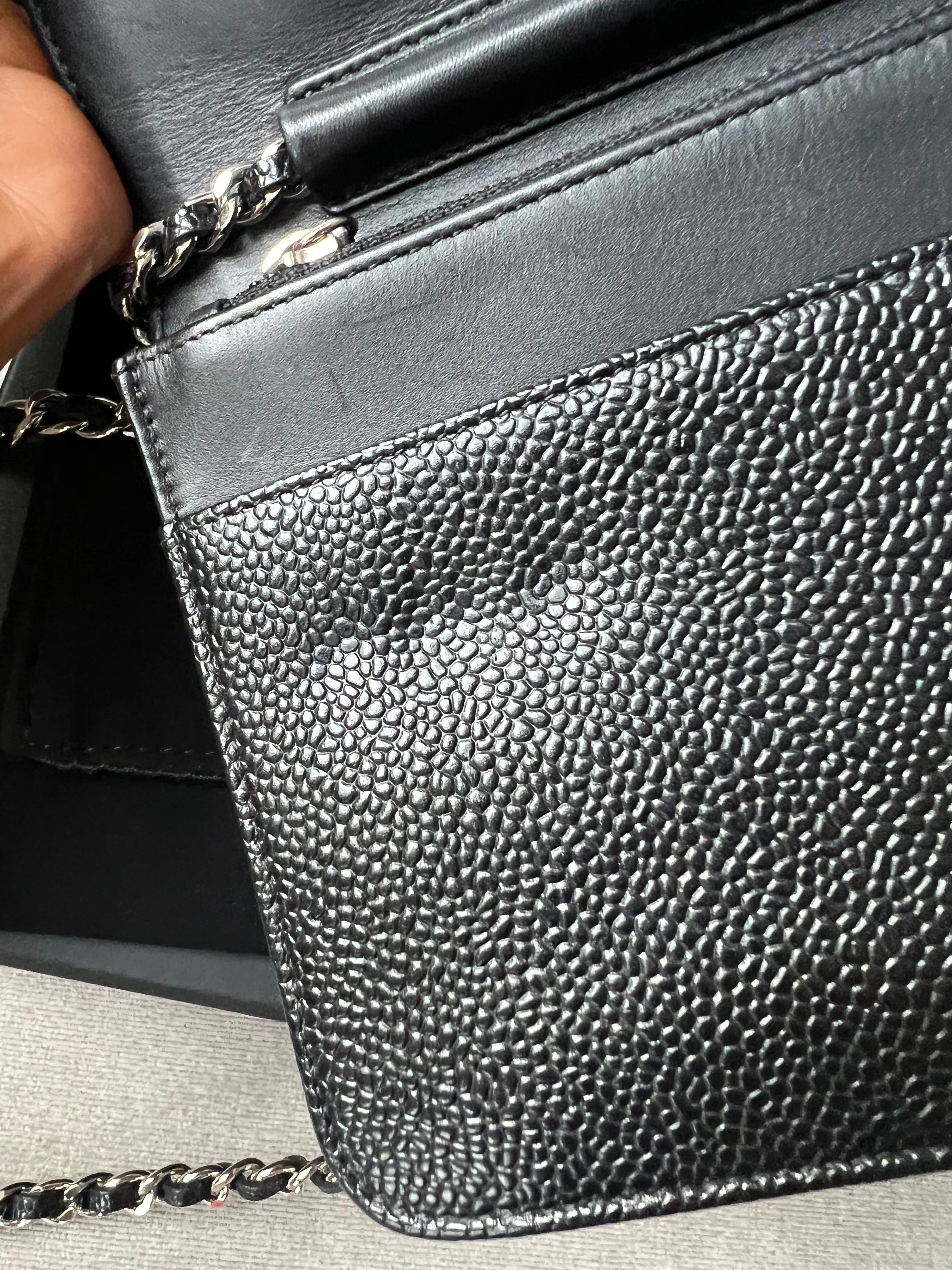 Chanel Black Caviar Timeless Wallet on Chain