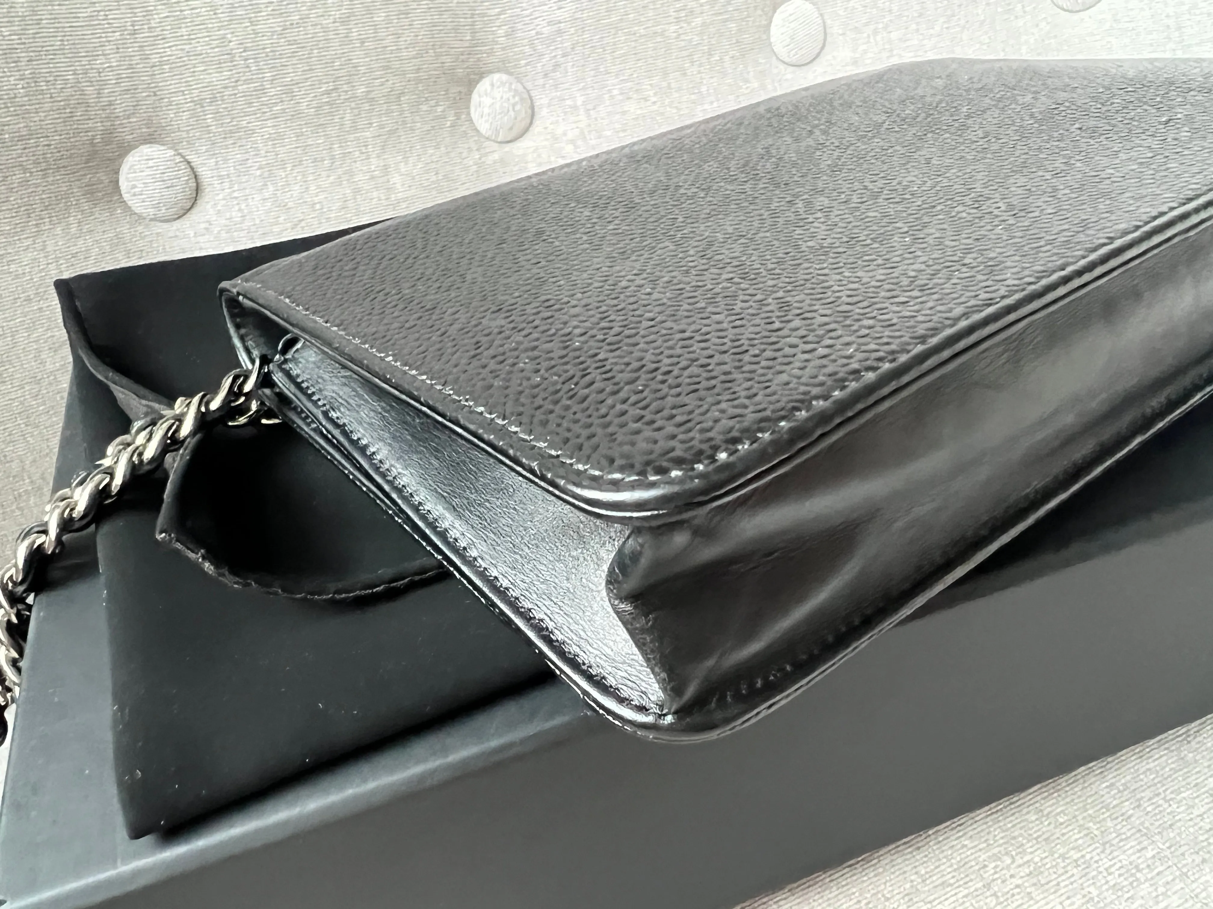 Chanel Black Caviar Timeless Wallet on Chain