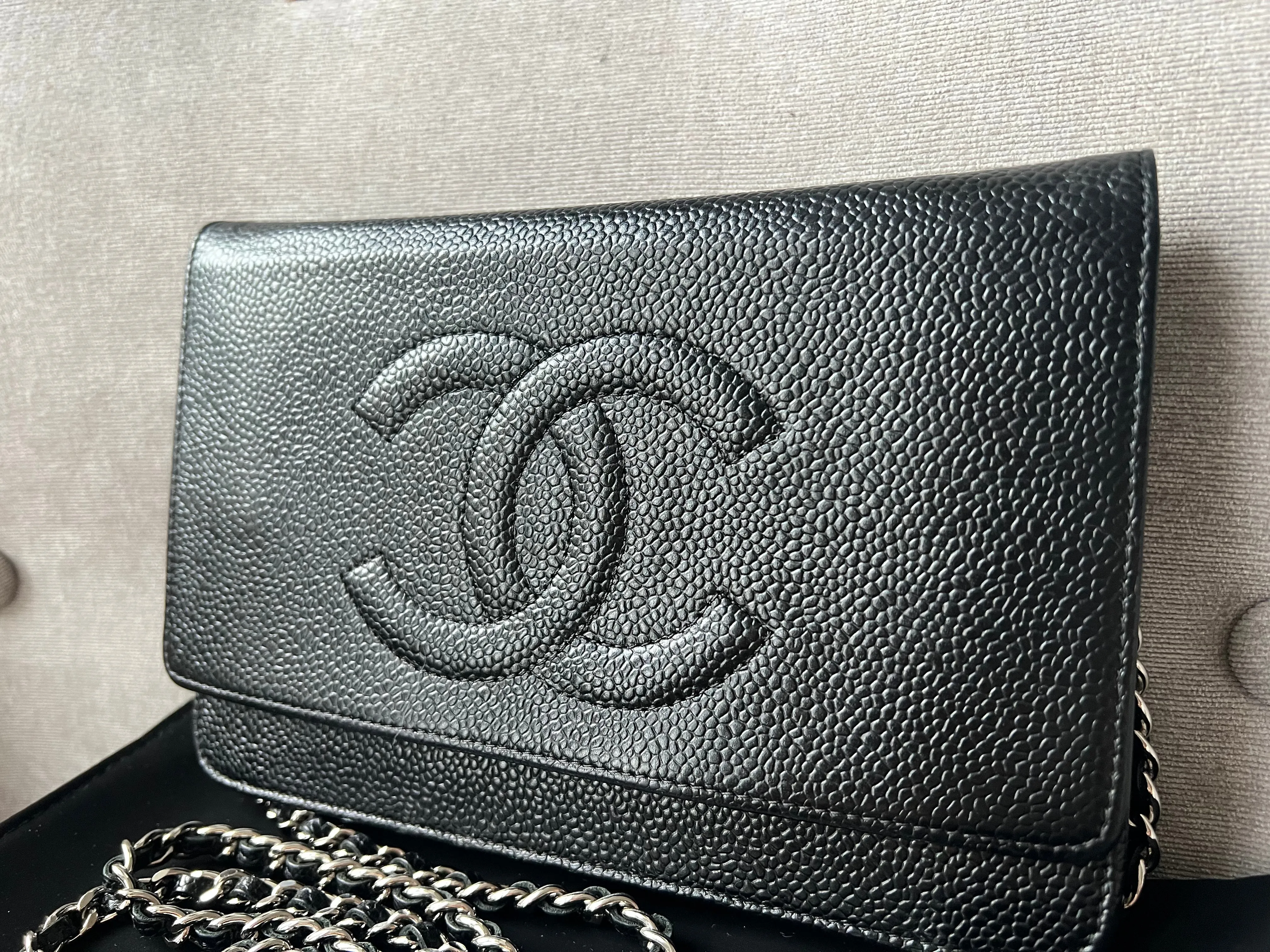Chanel Black Caviar Timeless Wallet on Chain