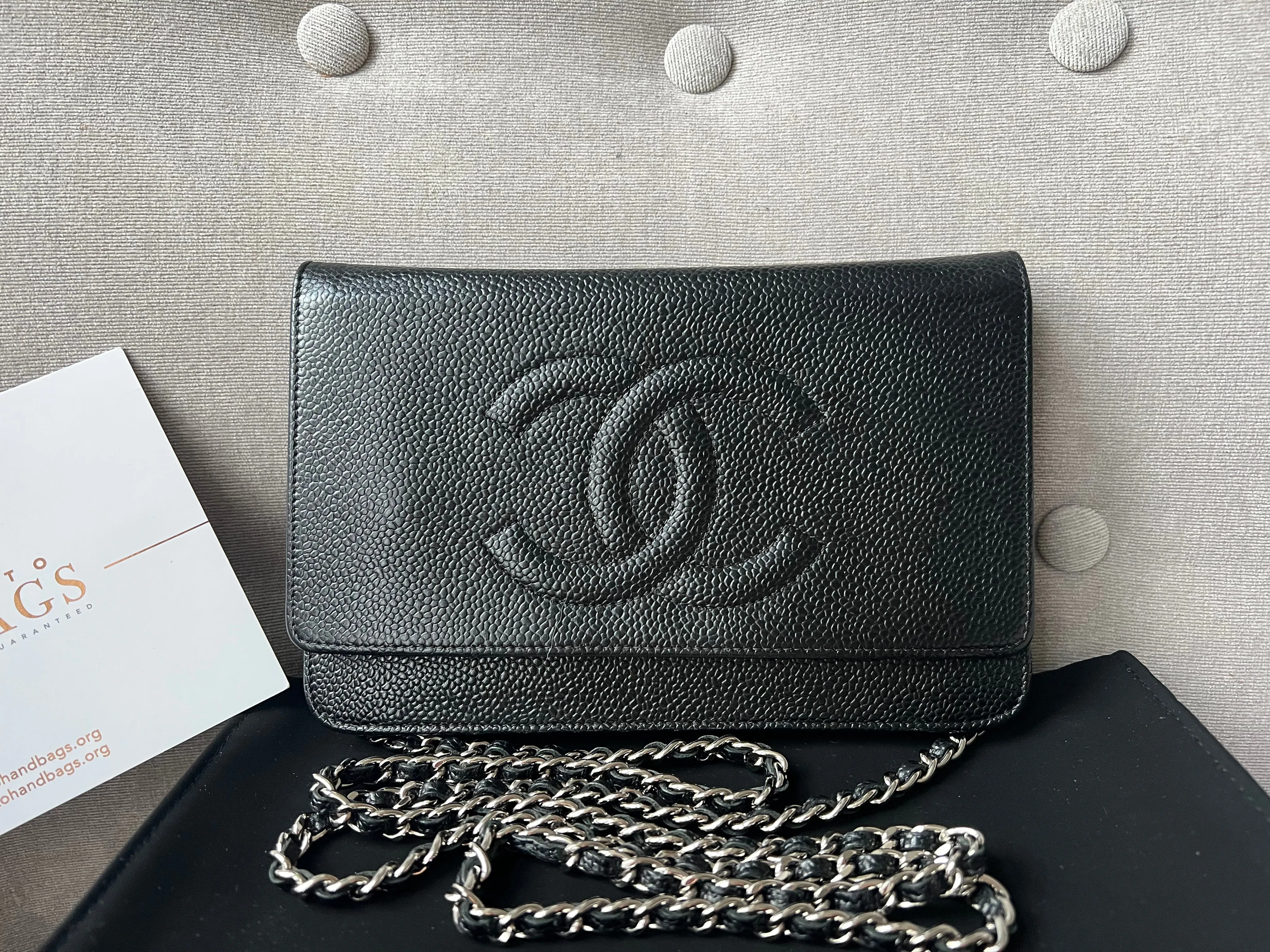 Chanel Black Caviar Timeless Wallet on Chain
