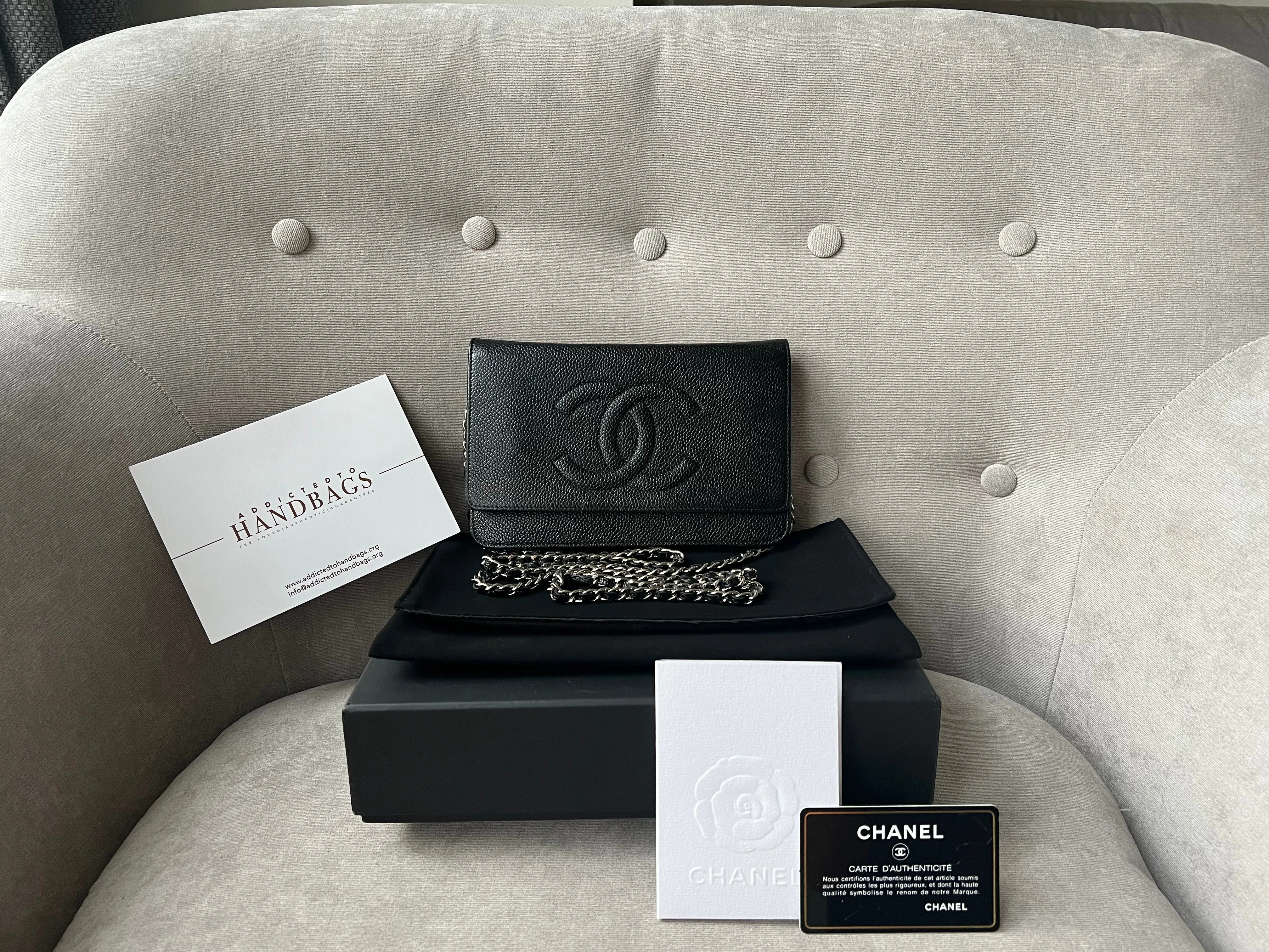 Chanel Black Caviar Timeless Wallet on Chain