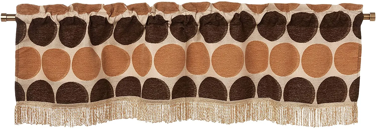 Chenille Circle Spots Pattern Decorative Window Treatment Rod Pocket Curtain Straight Valance