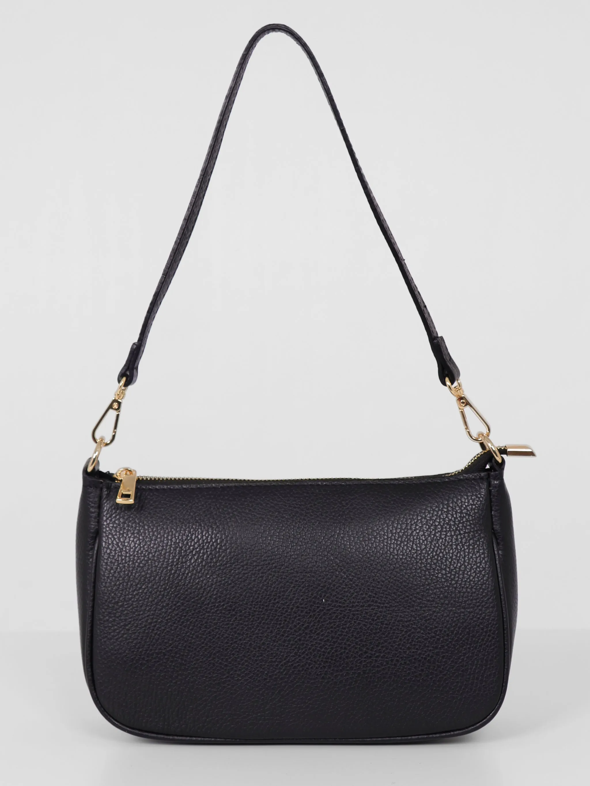 Chloe - Italian Leather Baguette Bag - Navy Blue, Pebbled