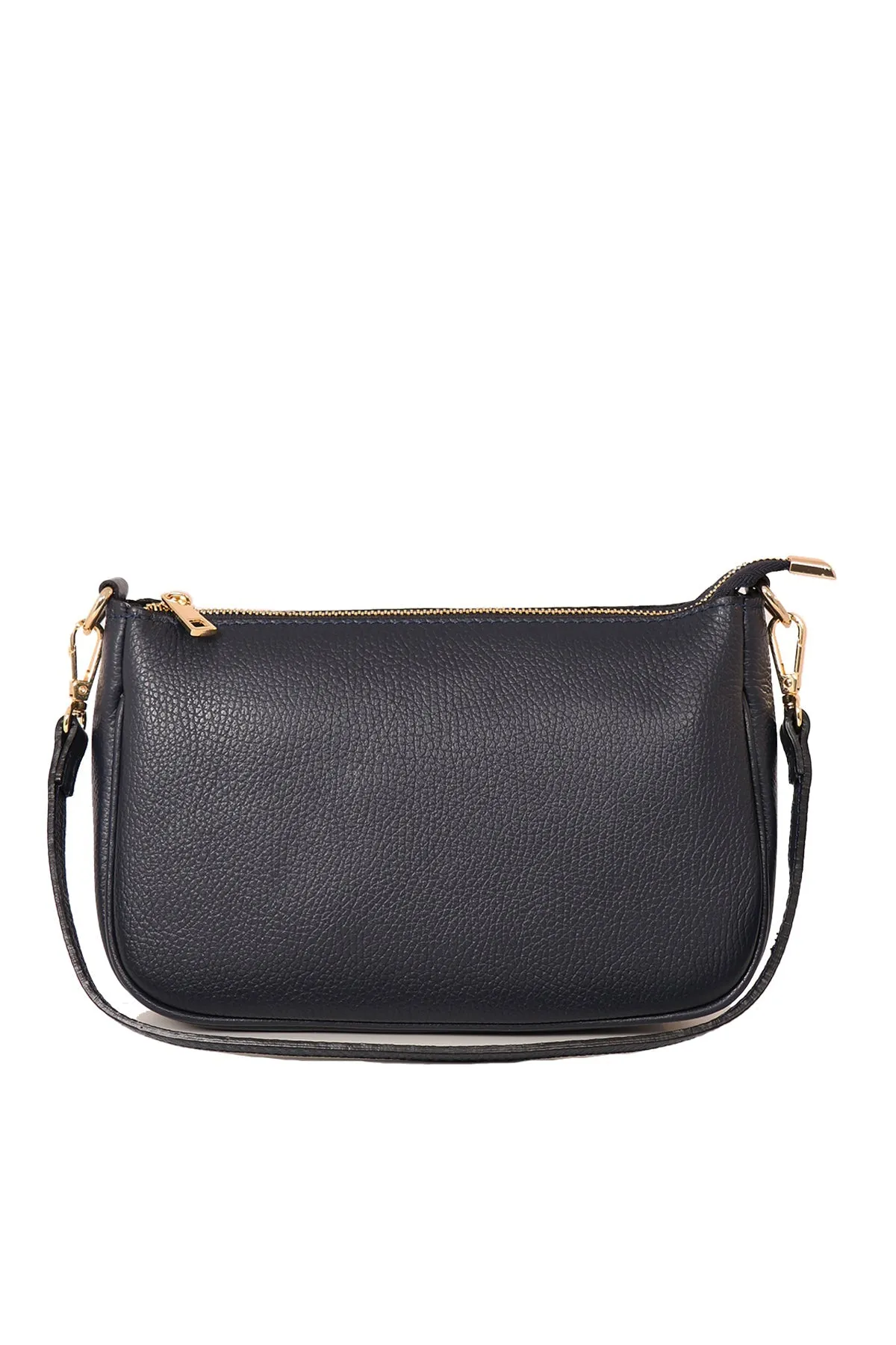 Chloe - Italian Leather Baguette Bag - Navy Blue, Pebbled