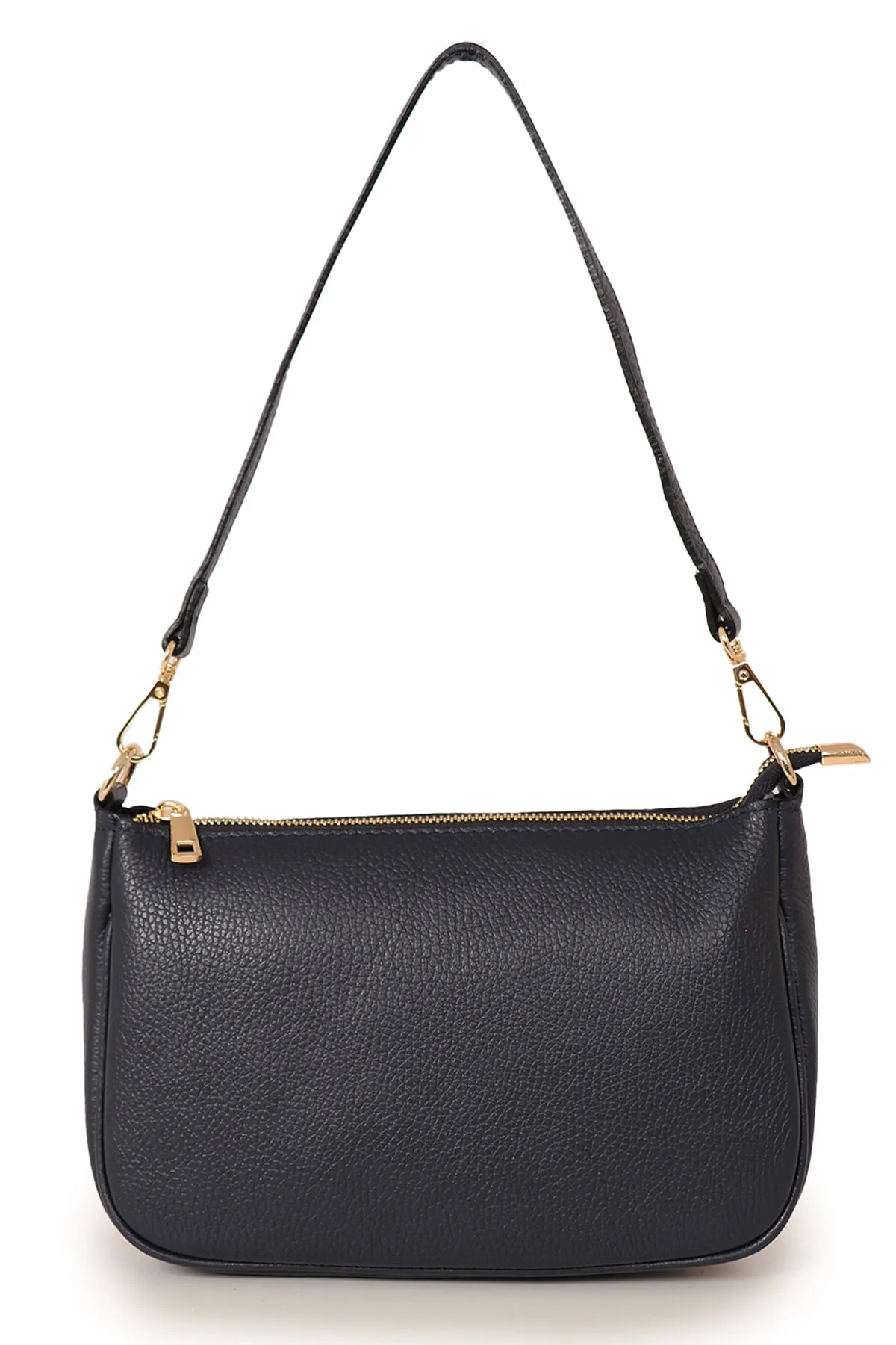 Chloe - Italian Leather Baguette Bag - Navy Blue, Pebbled