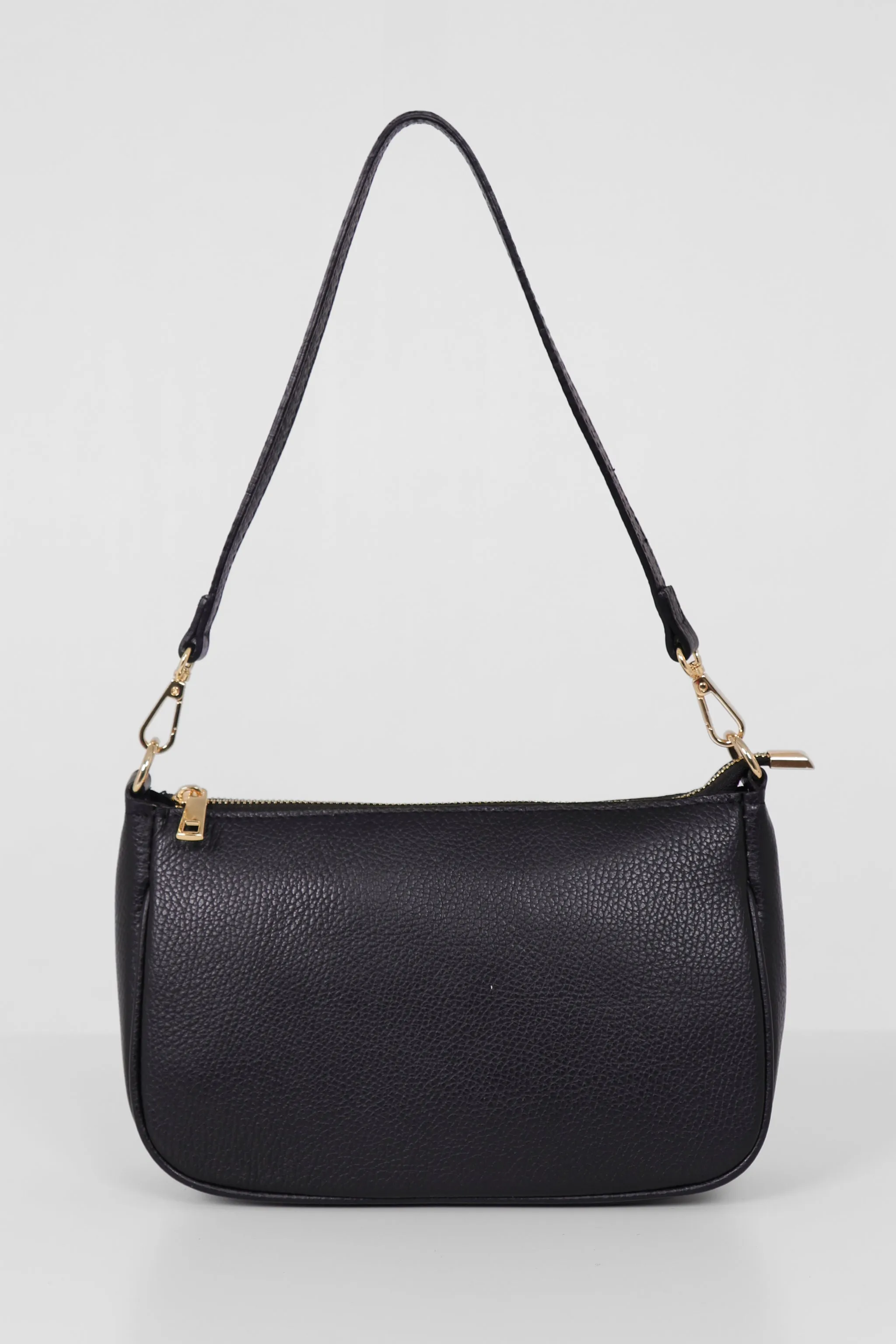 Chloe - Italian Leather Baguette Bag - Navy Blue, Pebbled