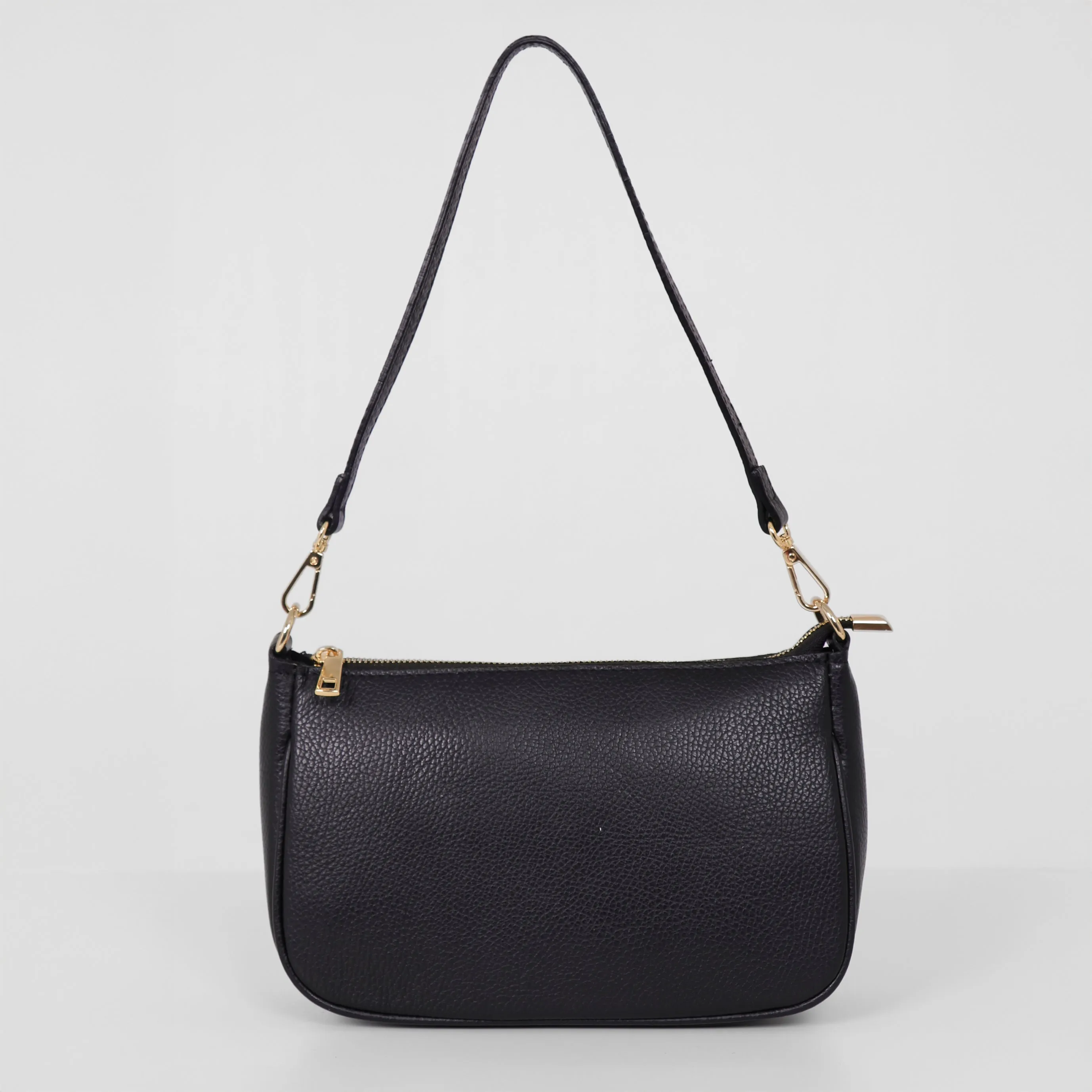 Chloe - Italian Leather Baguette Bag - Navy Blue, Pebbled