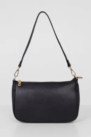 Chloe - Italian Leather Baguette Bag - Navy Blue, Pebbled