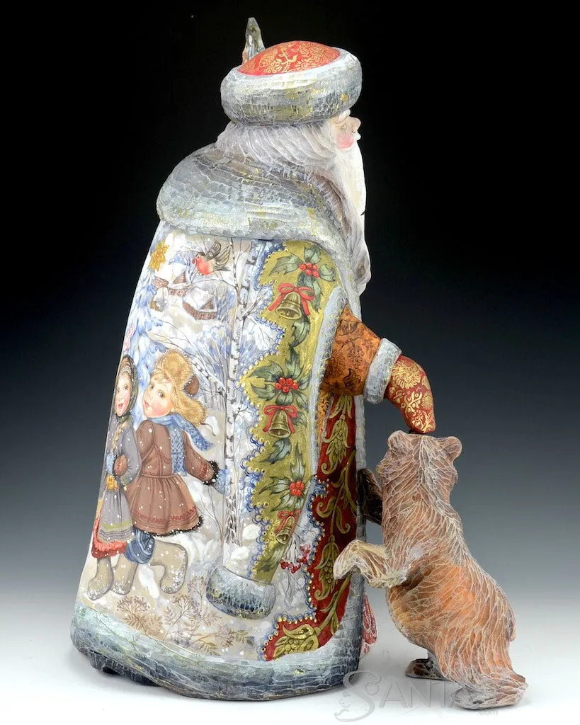 Christmas Bells Scenic Russian Santa with Bear
