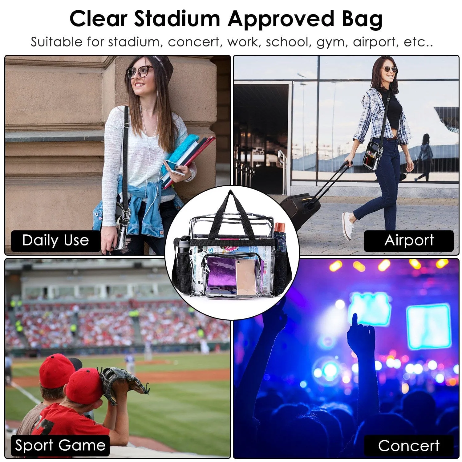 Clear Transparent Shoulder Bag Stadium Approved