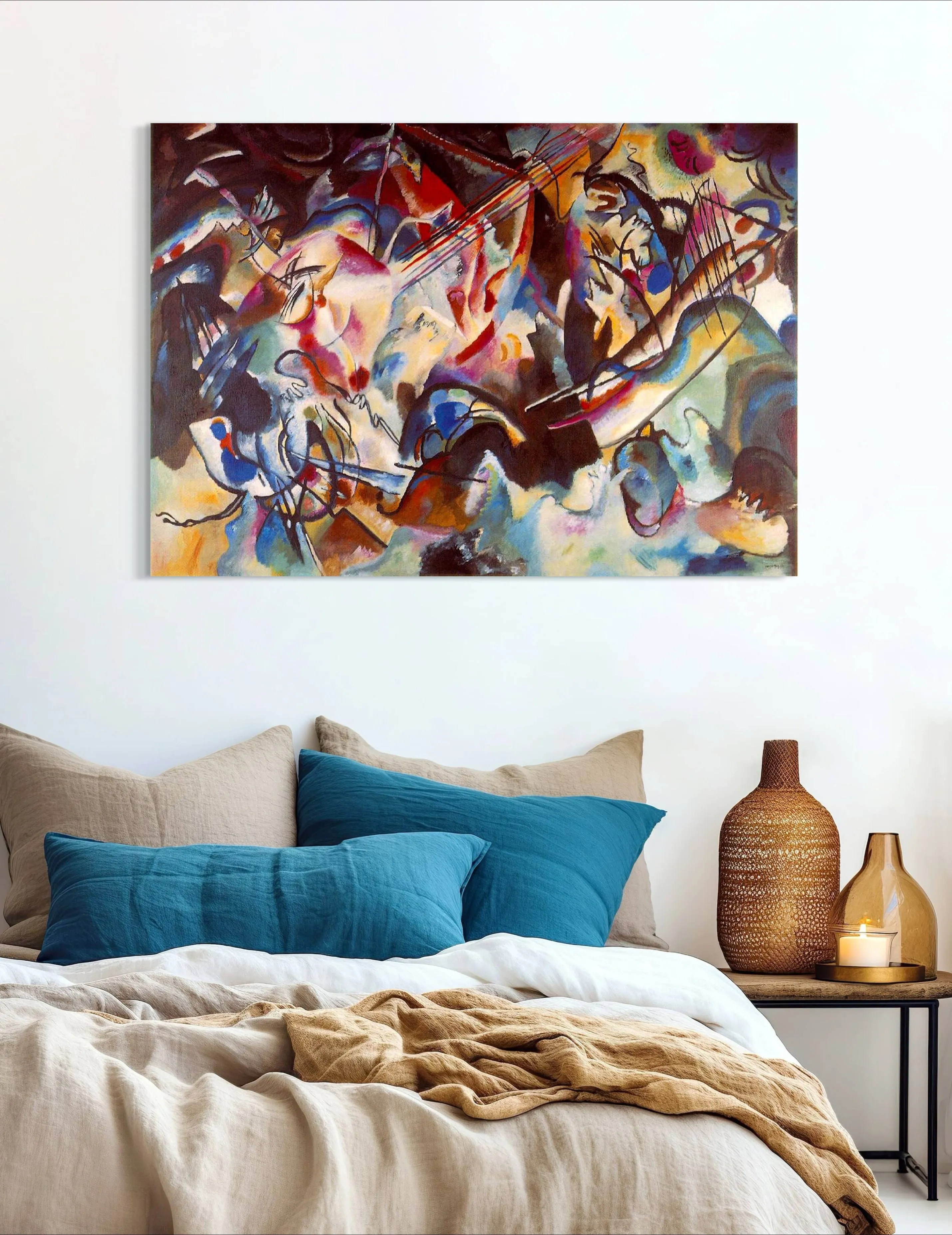 Composition VI- Painted by Wassily Kandinsky - Circa. 1913. High Quality Polyester Cotton Canvas Print. Ready to be Framed. Available in Two Sizes - 40cm X 60cm & 70cm x 100cm.