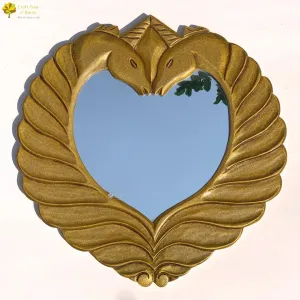 Craft Tree n' Decor Wooden Carved Mirror Decorative Wall Mirror Frame Wall Decor Mirror for Dressing Bedroom Living Room Hallway Antique Handcrafted Mirror Unicorn Antique Gold