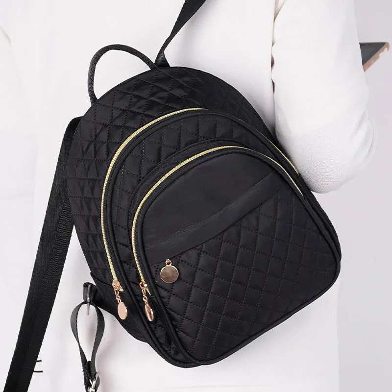 Cross-Border Hot Sale Backpack Quilted Embroidery Thread Backpack Large Capacity Korean Stylish Simple and Versatile Children Girls Schoolbag