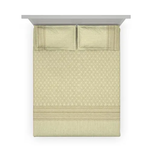 DDECOR - 100% Cotton 180 TC King Bedsheet with 2 Pillow Covers - Yellow
