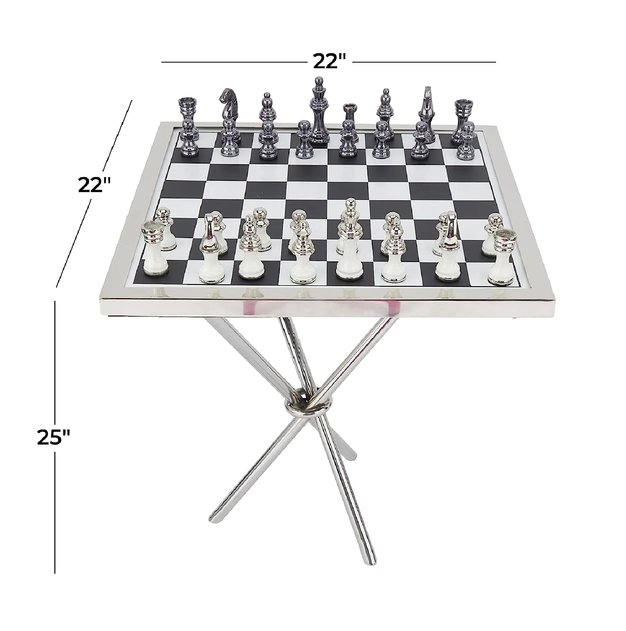Deco 79 Aluminum Chess Game Set 22 x 22 x 25 Silver
