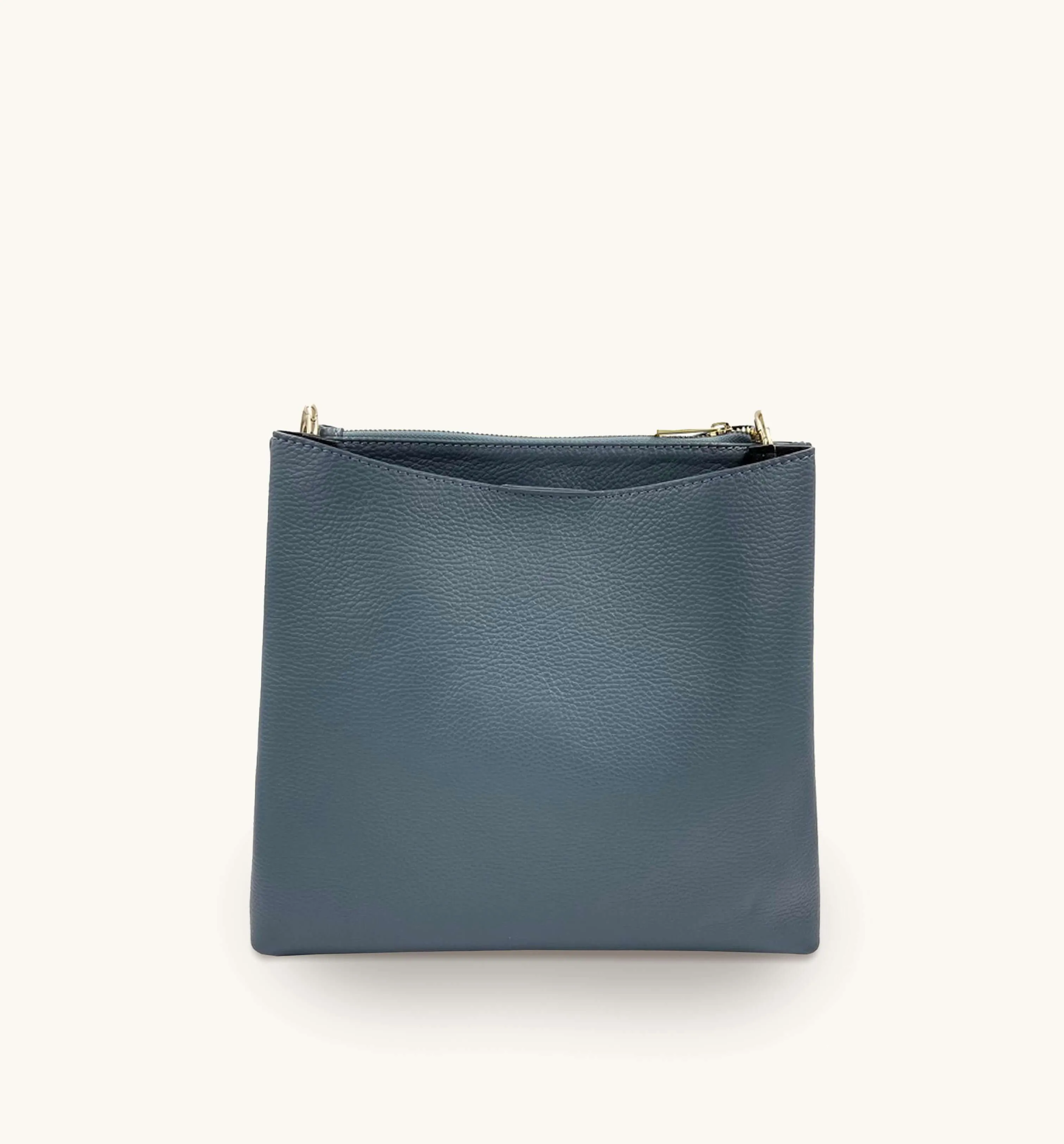 Denim Blue Leather Tote Bag
