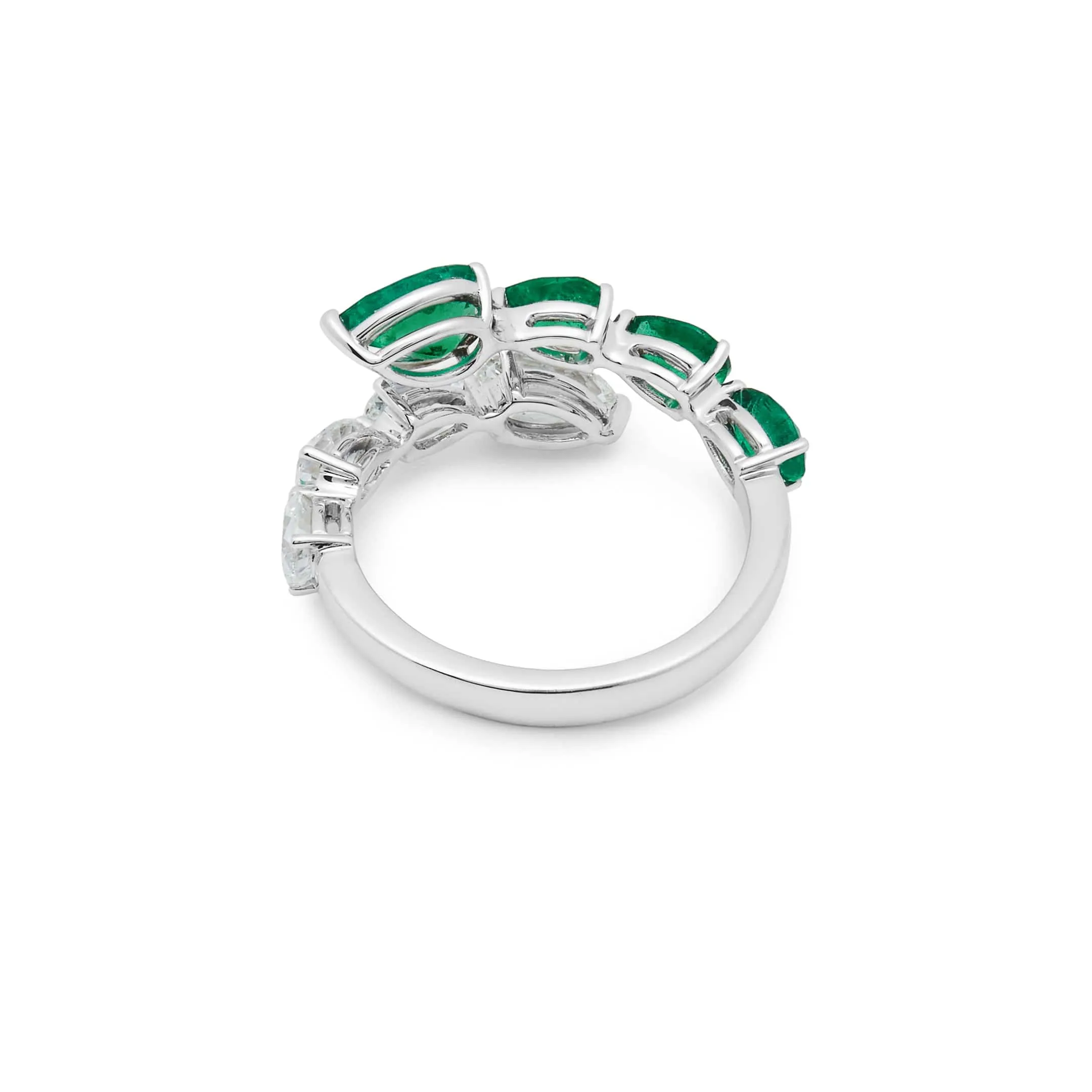 Diamond and Emerald Bypass Ring