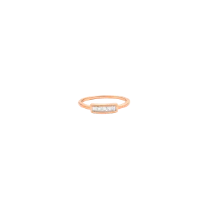 Diamond Frame Baguette Ring - 14K Rose Gold