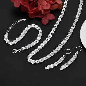Elegant 925 Sterling Silver Jewelry Set: Bracelet and Necklace for Women