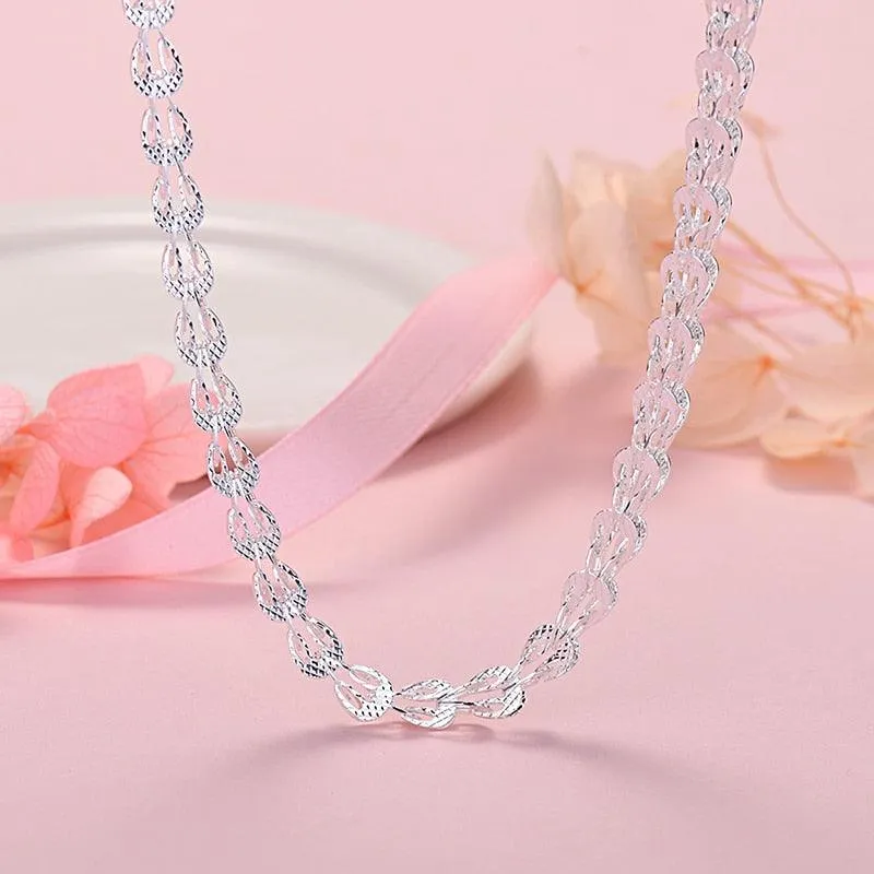 Elegant 925 Sterling Silver Jewelry Set: Bracelet and Necklace for Women