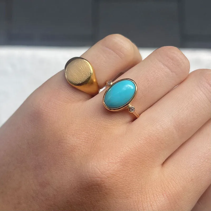 Elektra Ring, Turquoise, 9kt Yellow Gold